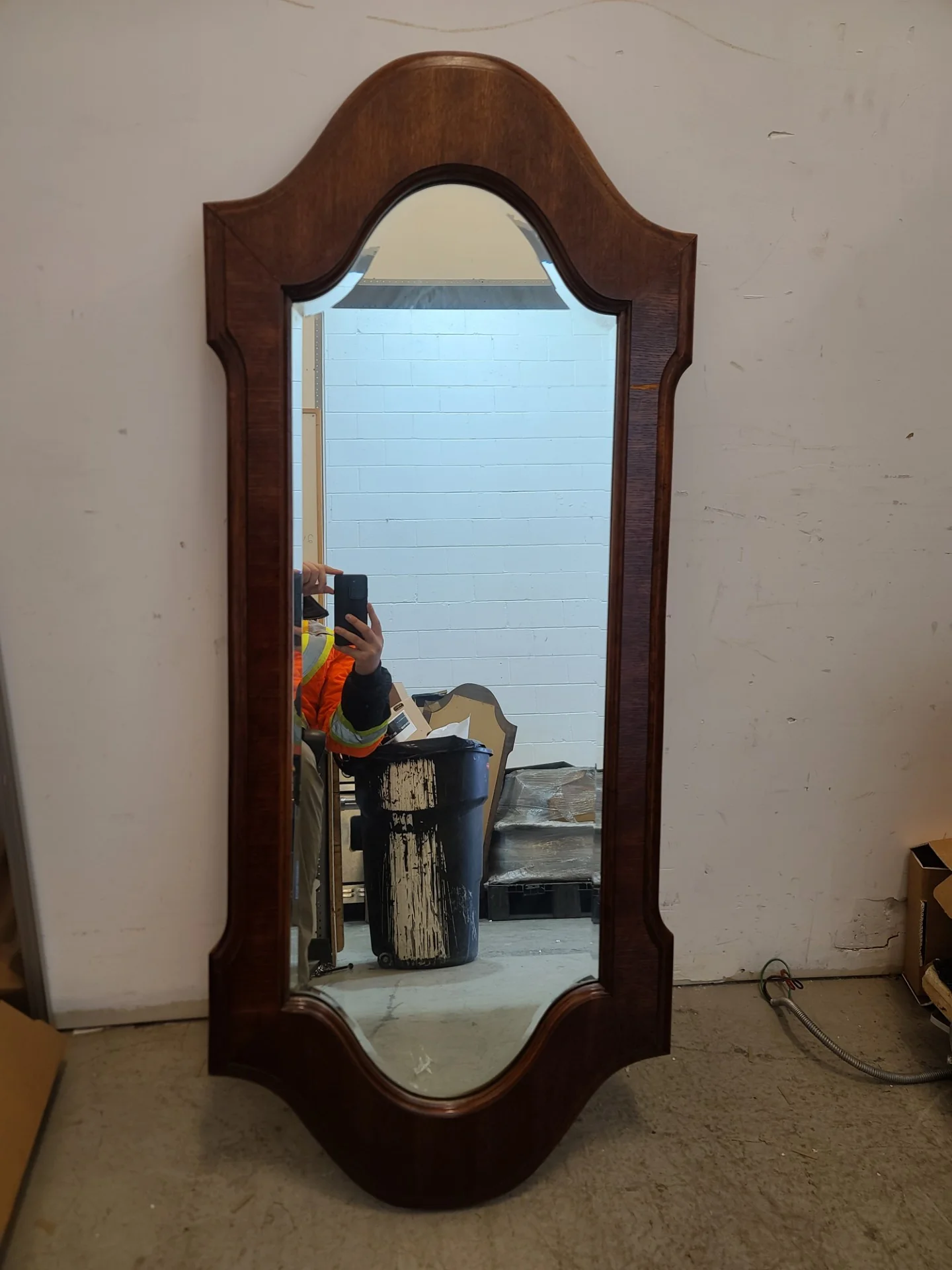 1980s Large Regency Style Bassett Solid Cherry Wall Mirror