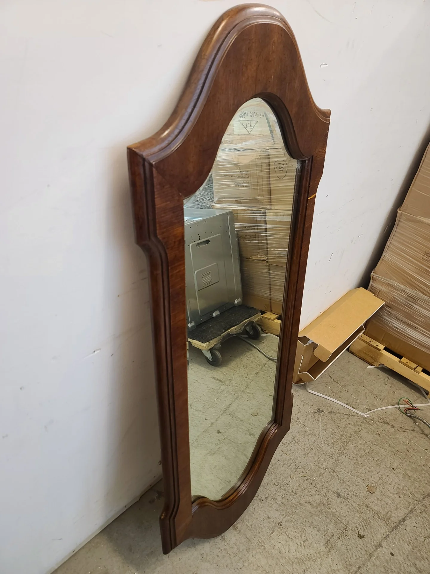 1980s Large Regency Style Bassett Solid Cherry Wall Mirror - Image 2
