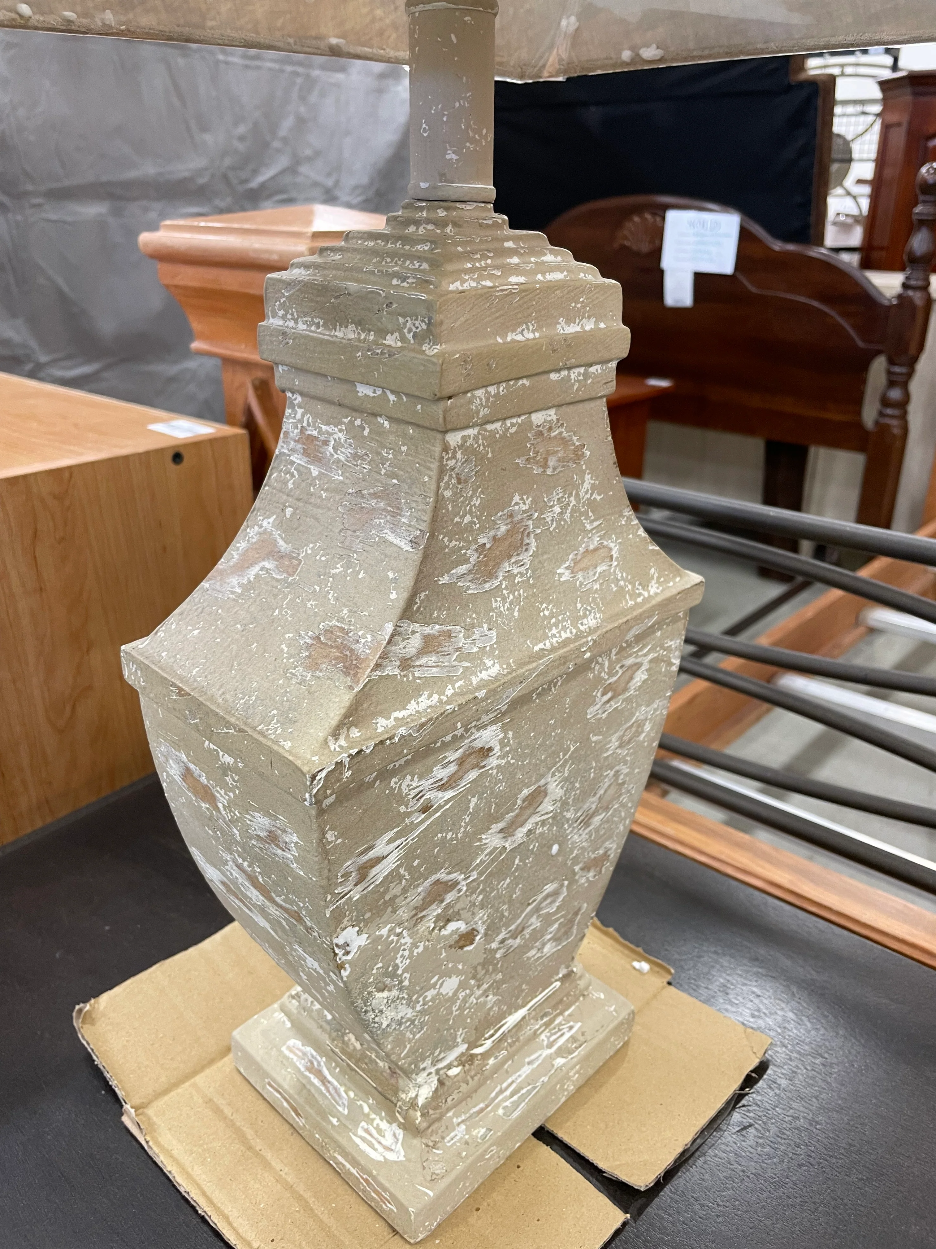 2-tone Pottery Base Table Lamp with Taupe Shade - Image 3