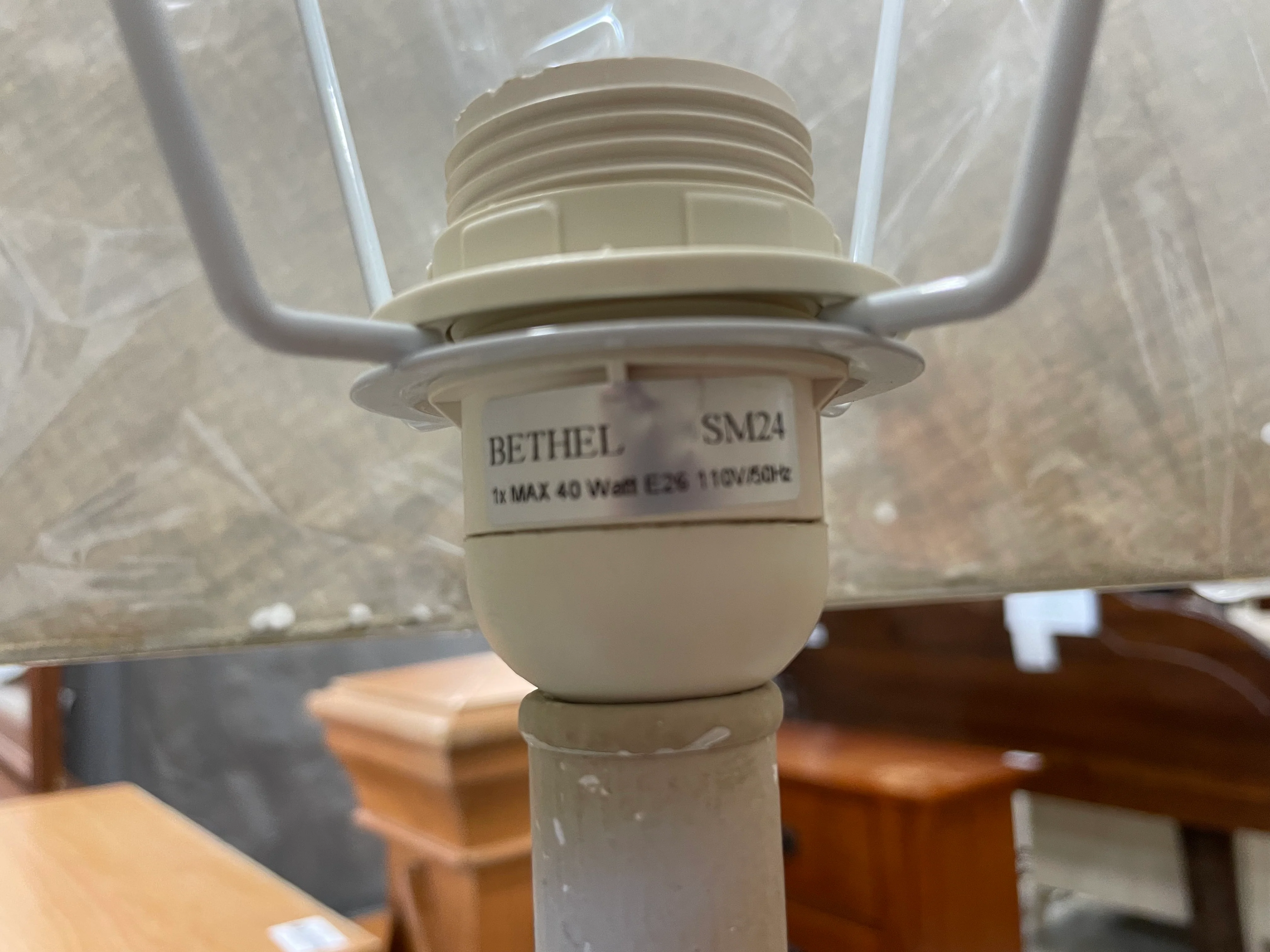 2-tone Pottery Base Table Lamp with Taupe Shade - Image 5