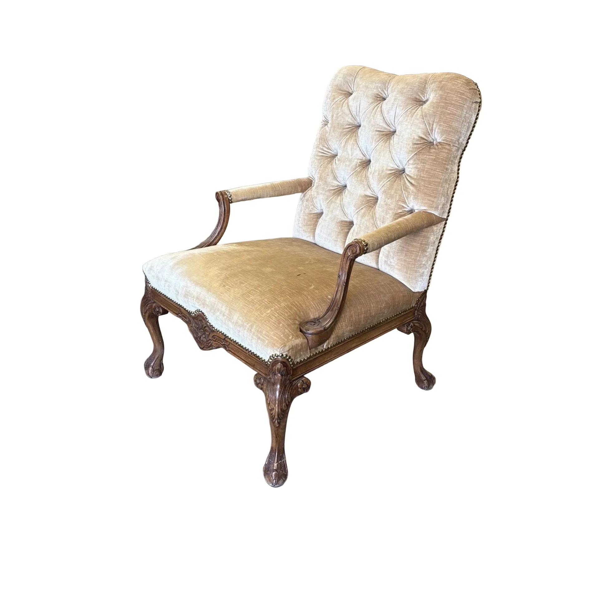 27-Inch Vintage French Tufted Chair - Image 2