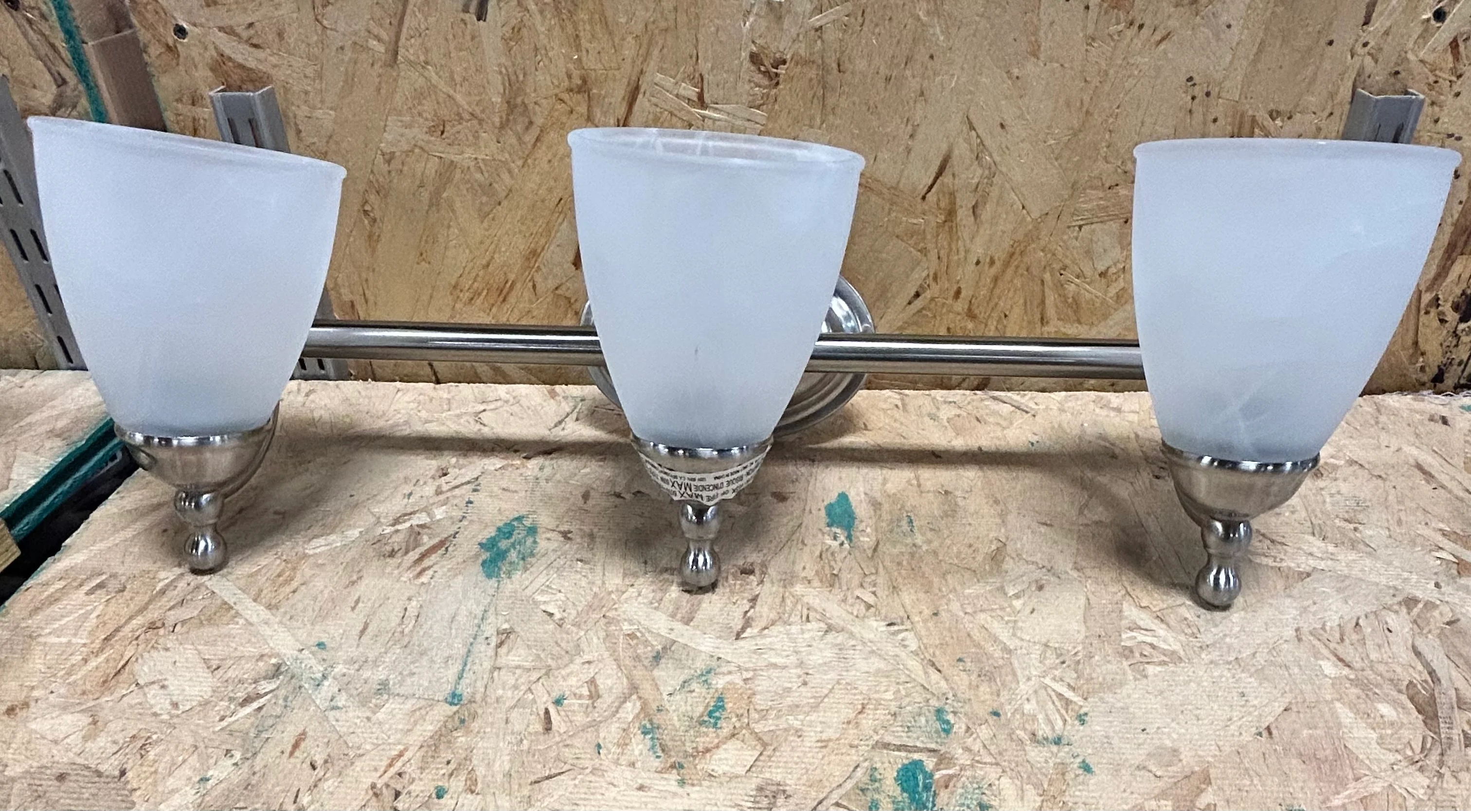 3-Light Chrome Vanity Bar with Frosted Bell Shades
