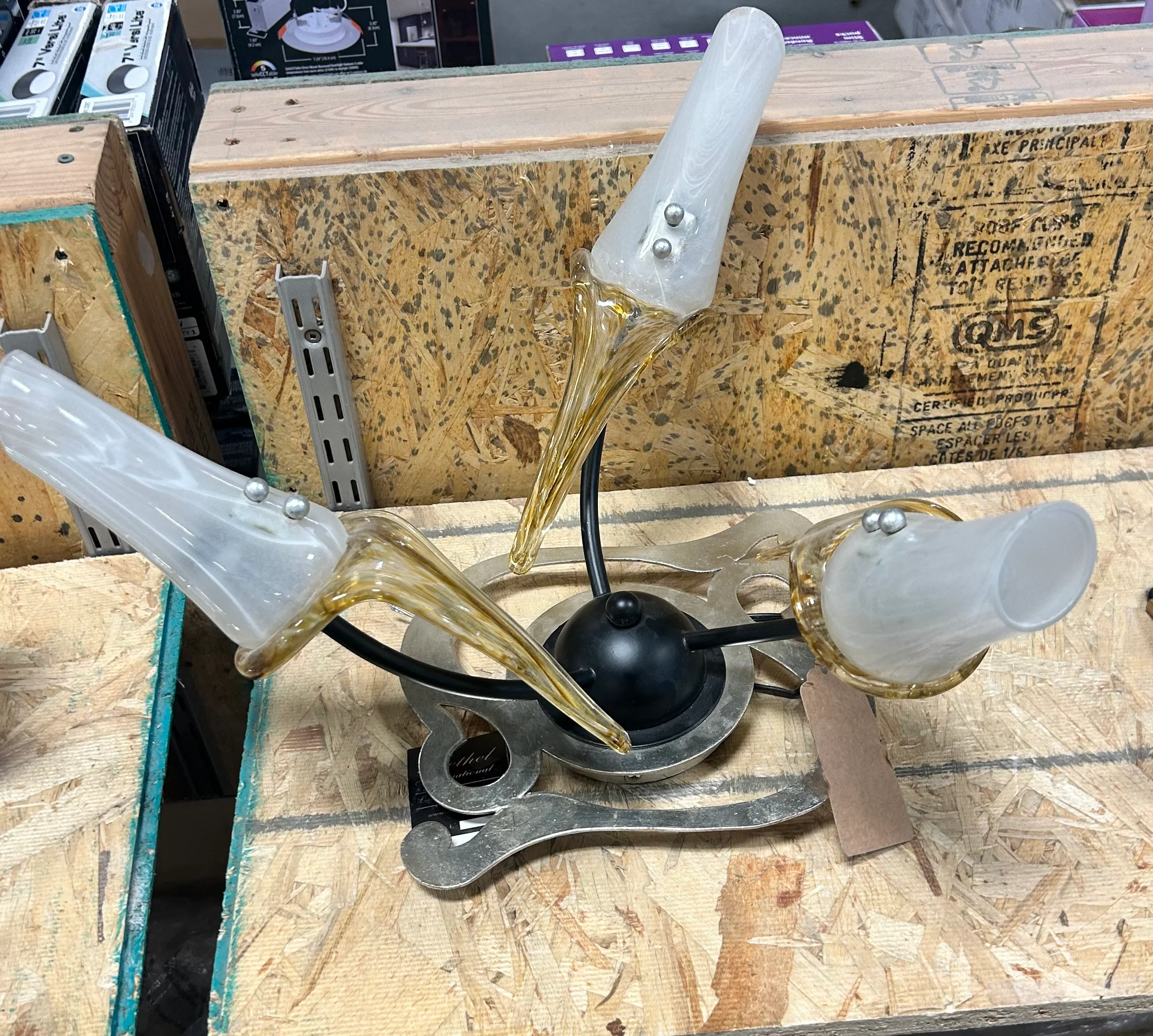 3-Light Glass Flush Mount Ceiling Light