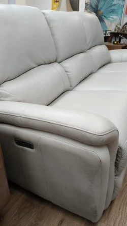 Top Grain Leather Three Seater Power Recliner Sofa - Image 3