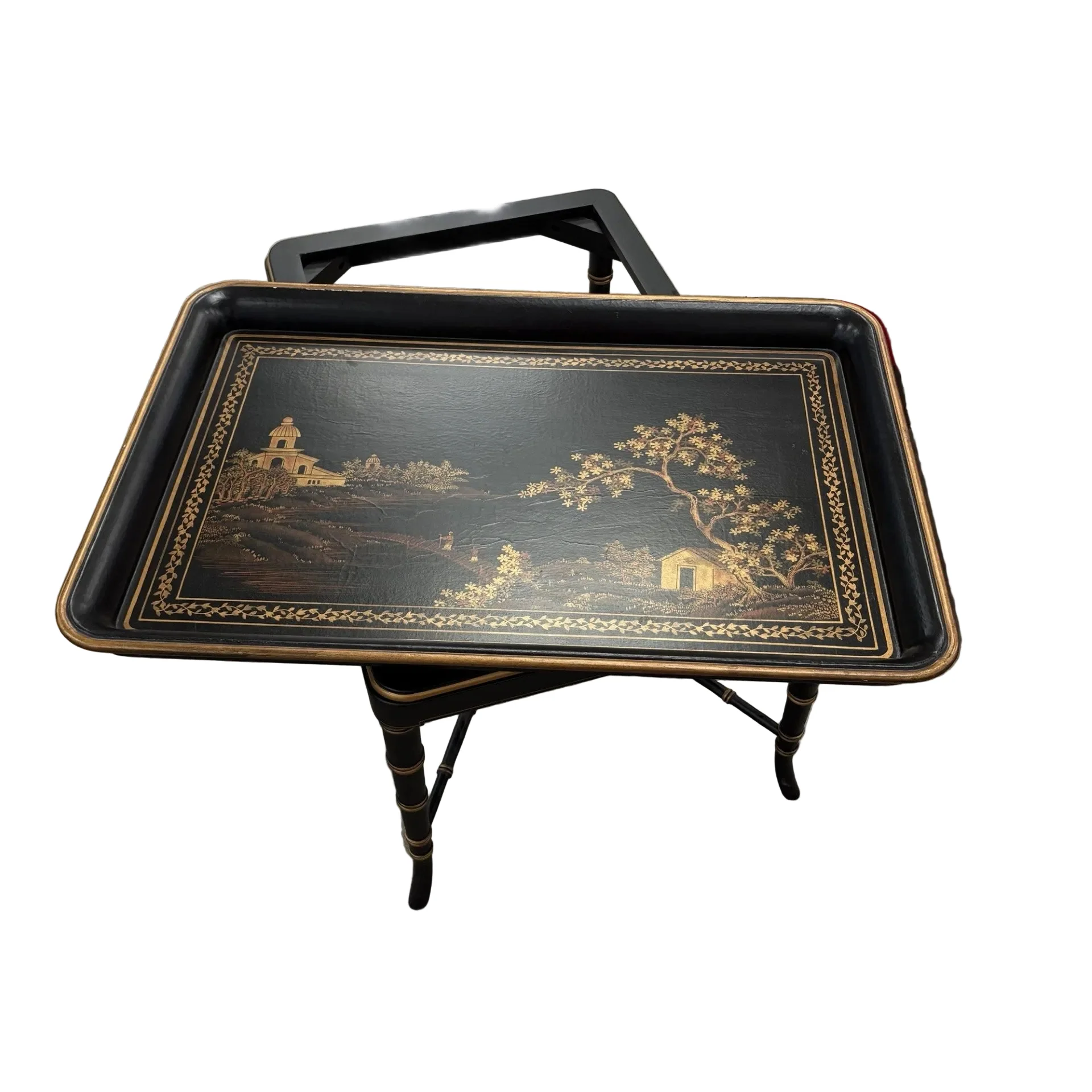 36-Inch Vintage Chinoiserie Trap-Top Coffee Table - Image 3