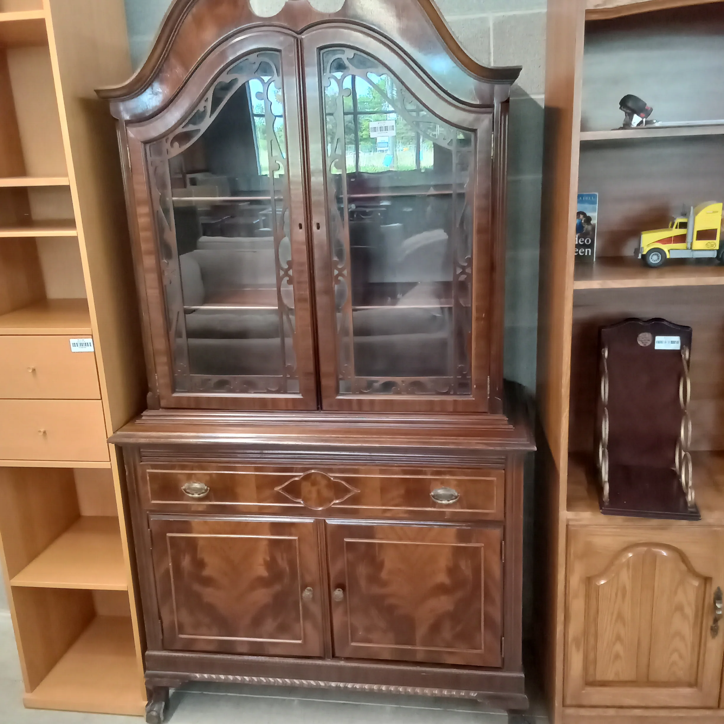 41"W Wooden Hutch with Glass Doors