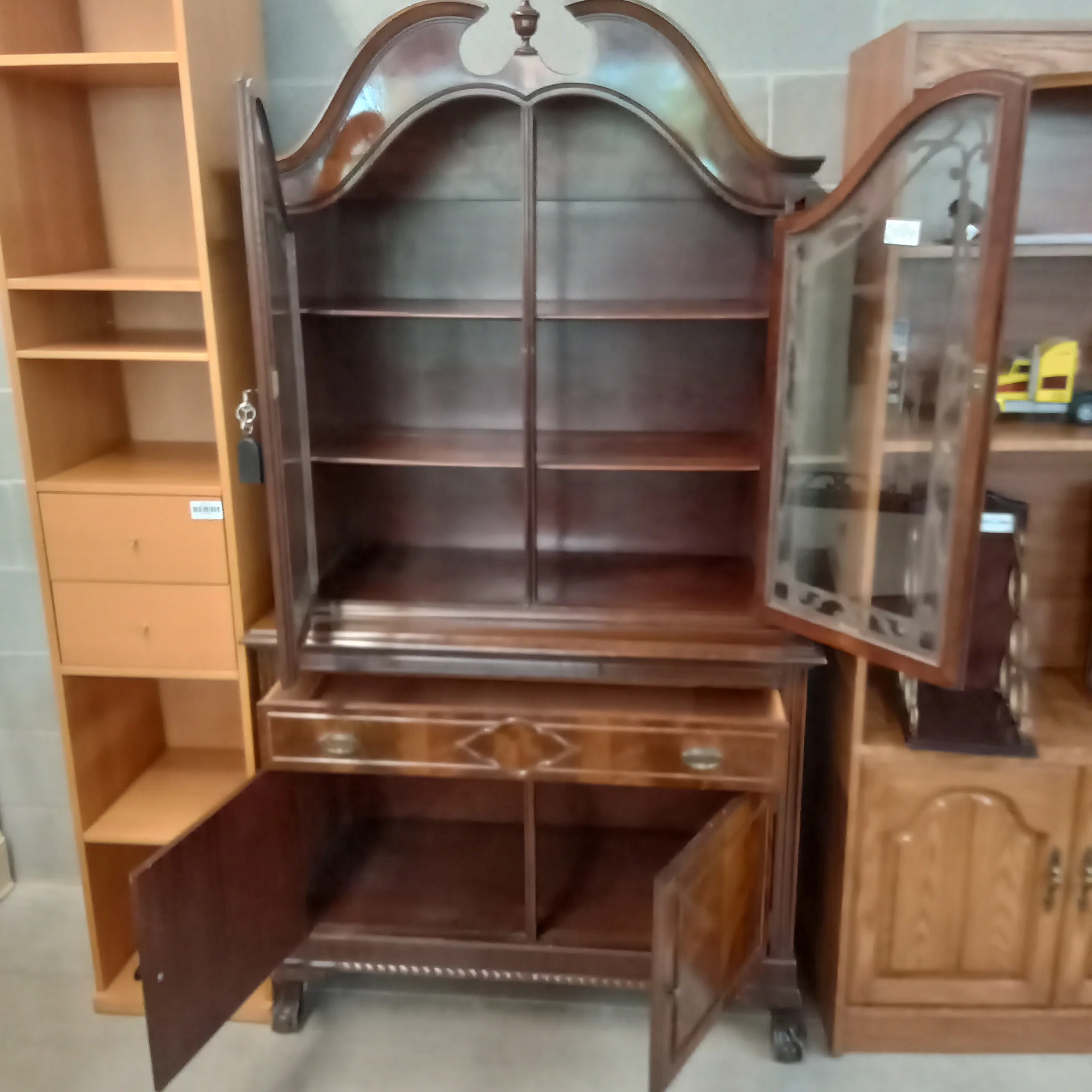 41"W Wooden Hutch with Glass Doors - Image 2