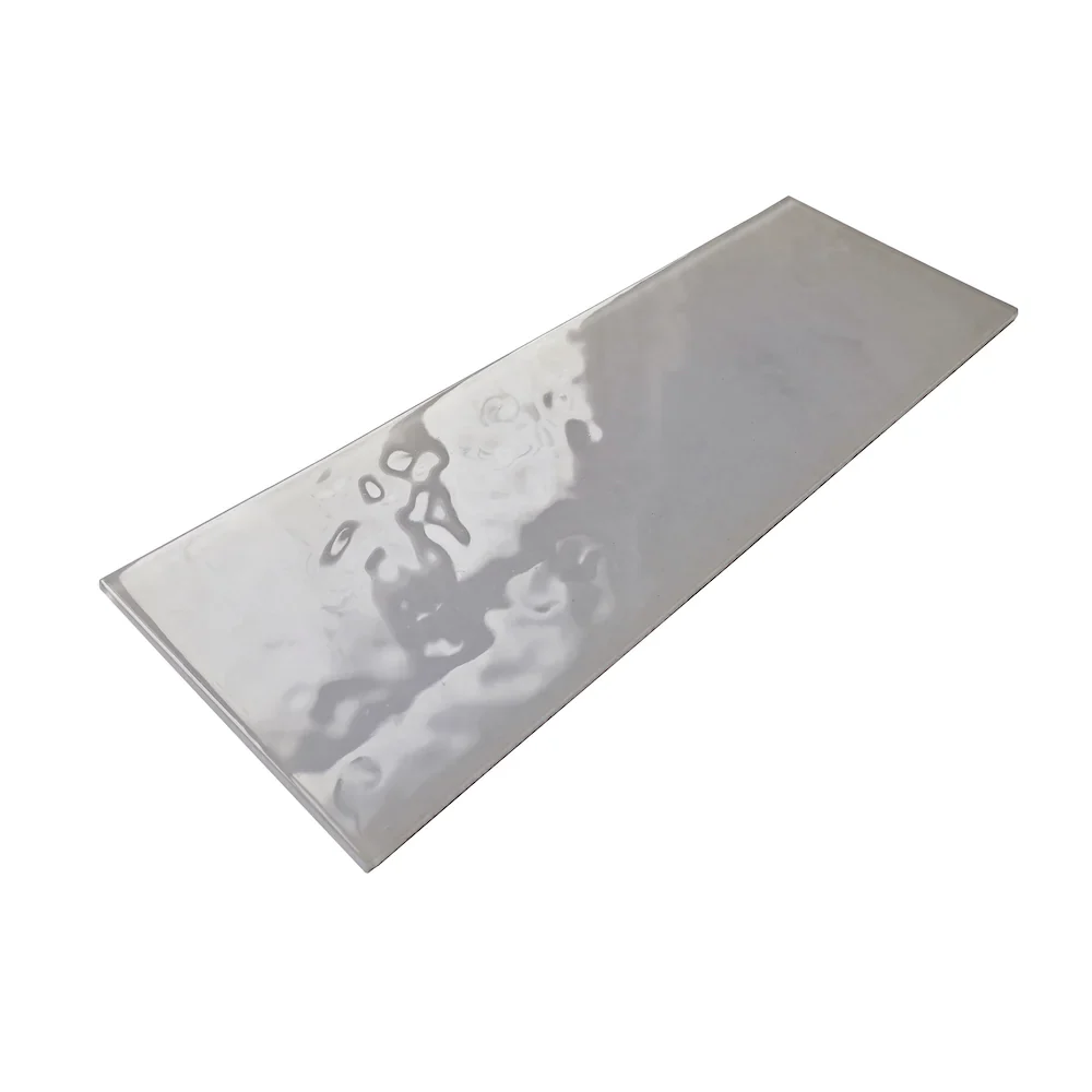 4x12-inch LuxySplash Soft Grayish Textured Glass Wall Tile - 1sq. ft. (3pcs) - Image 2