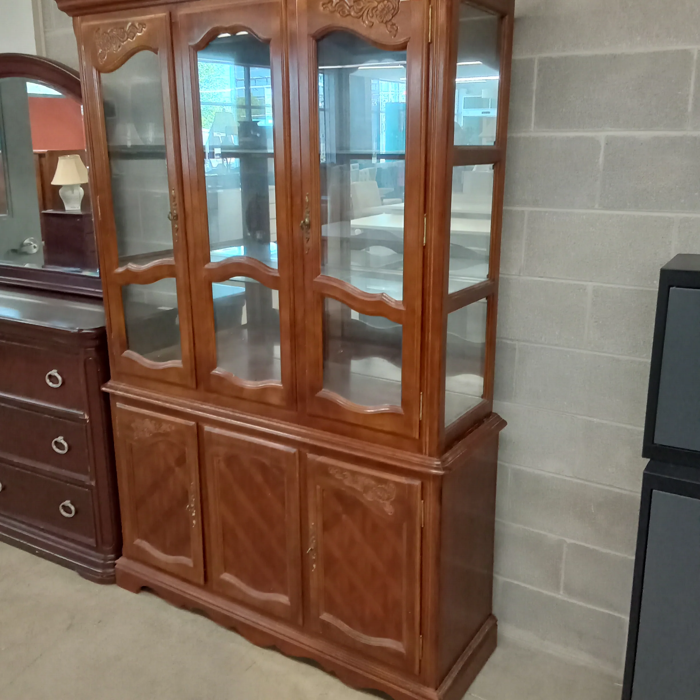 52"W 1-Piece China Cabinet with Glass Doors - Image 2
