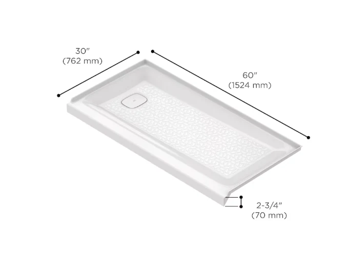 American Standard Aspirations 60 x 30-Inch Single Threshold Shower Base With Left-Hand Drain in White - Image 2
