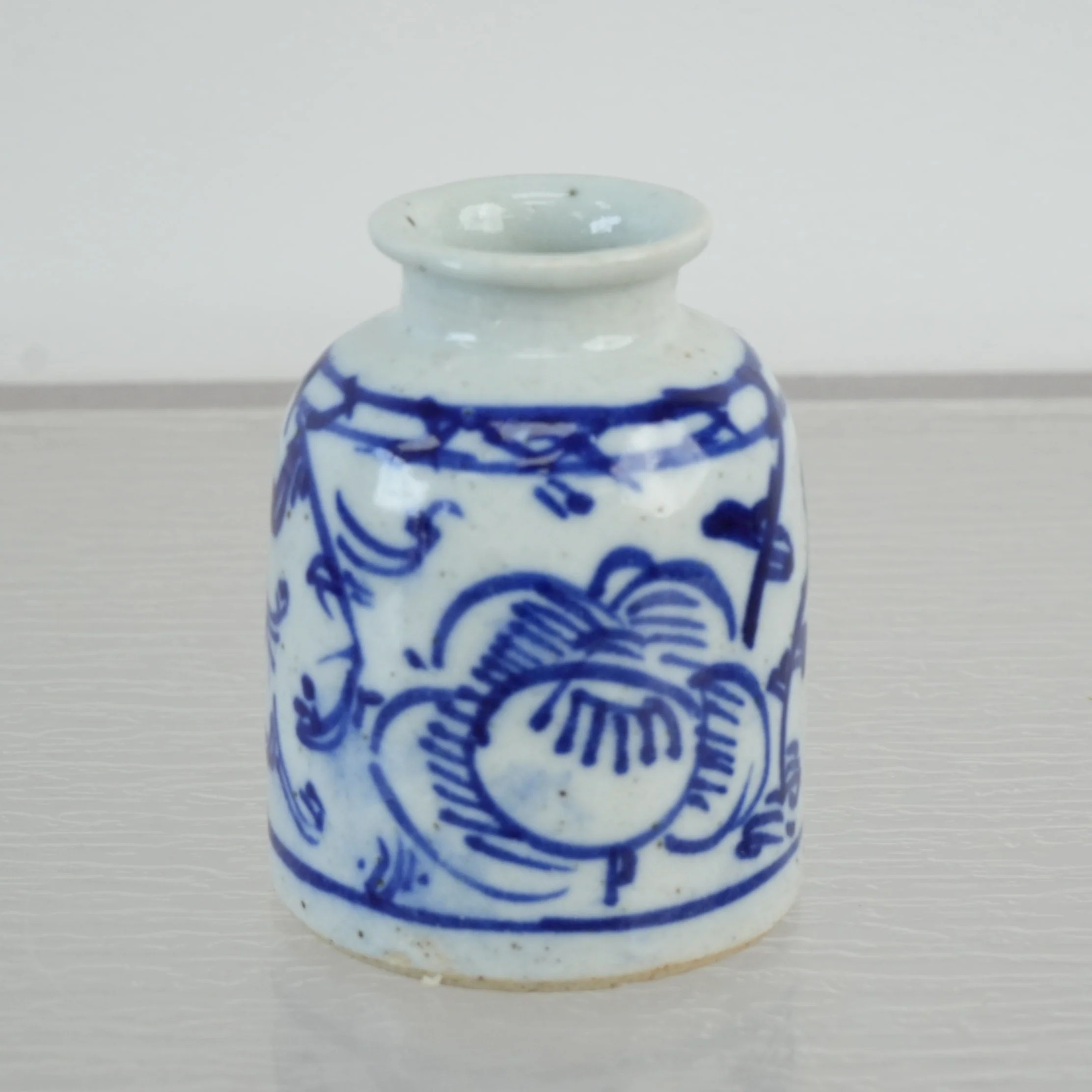 Antique Chinese Blue and White Porcelain Ink Container
