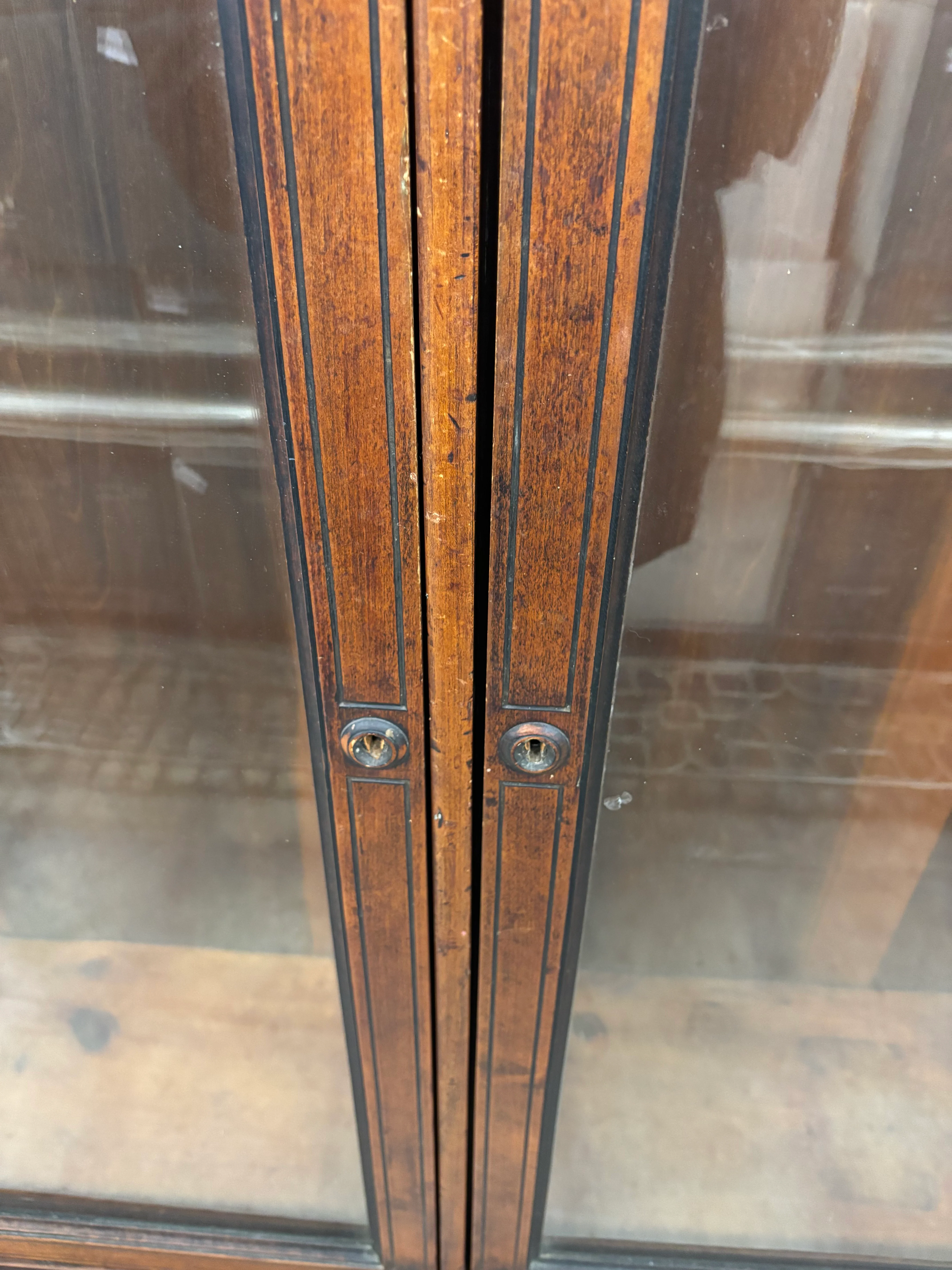 Antique Walnut Bookcase with Two Glass Doors - Image 3