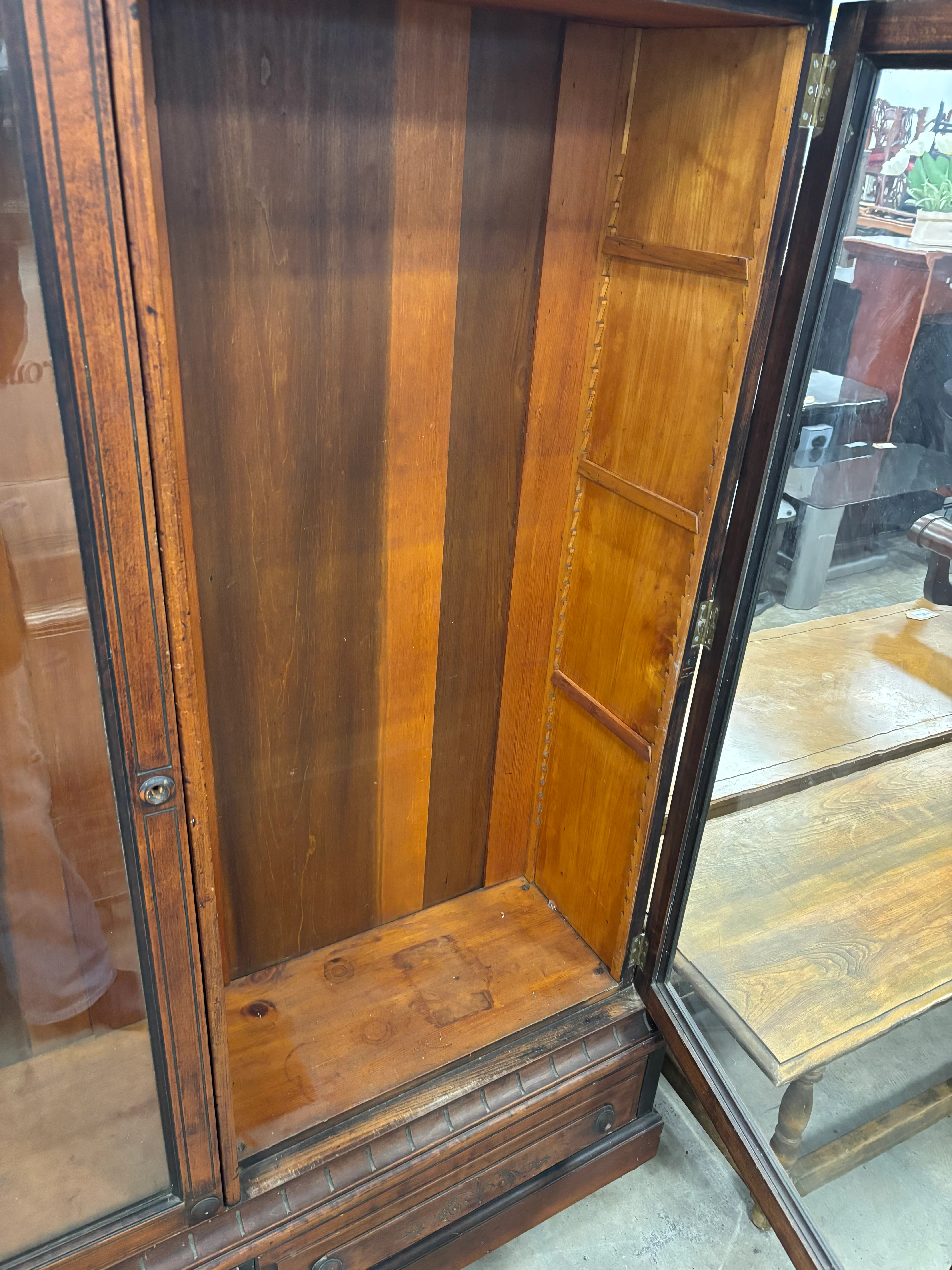 Antique Walnut Bookcase with Two Glass Doors - Image 4