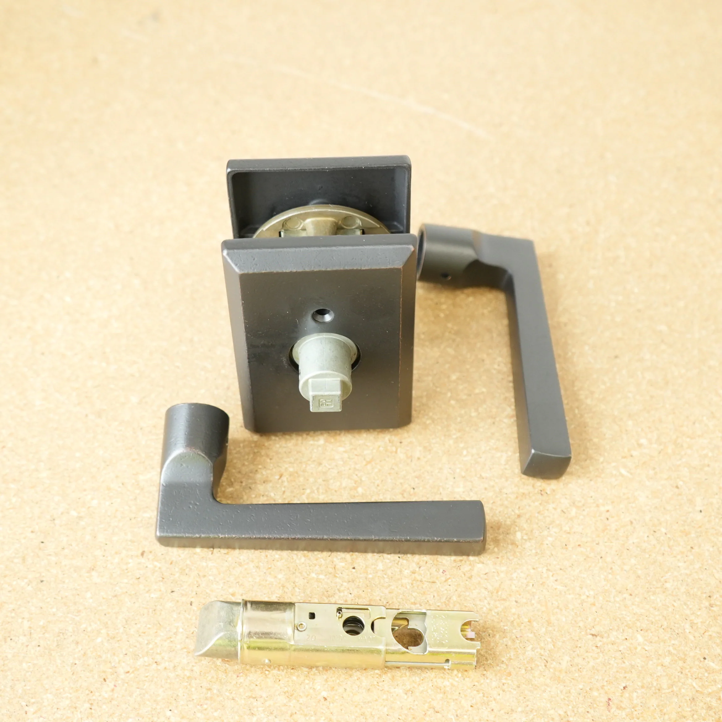 Baldwin Reserve Dark Bronze Taper Lever & Rustic Square Rose- Passage - Image 3