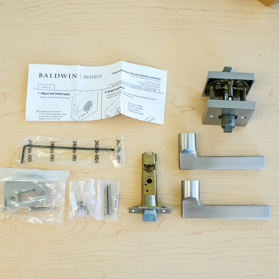 Baldwin Square Passage Lever Set in Satin Nickel – PS.SQU.R.CSR.150.SL.SS - Image 3