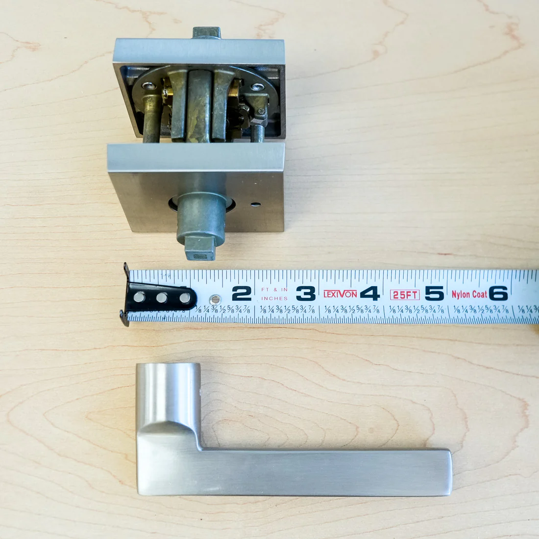 Baldwin Square Passage Lever Set in Satin Nickel – PS.SQU.R.CSR.150.SL.SS - Image 7