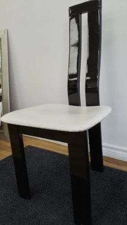 Black Gloss Chairs with White Seat - Image 2