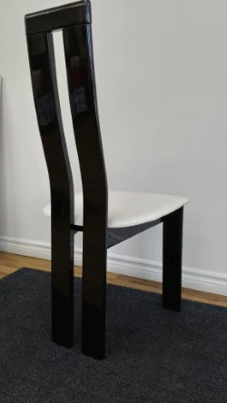 Black Gloss Chairs with White Seat - Image 3