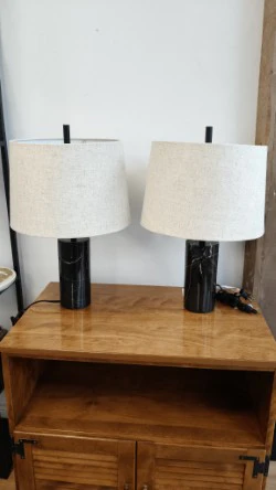 Black Marble Drum Table Lamp