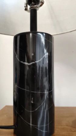 Black Marble Drum Table Lamp - Image 2