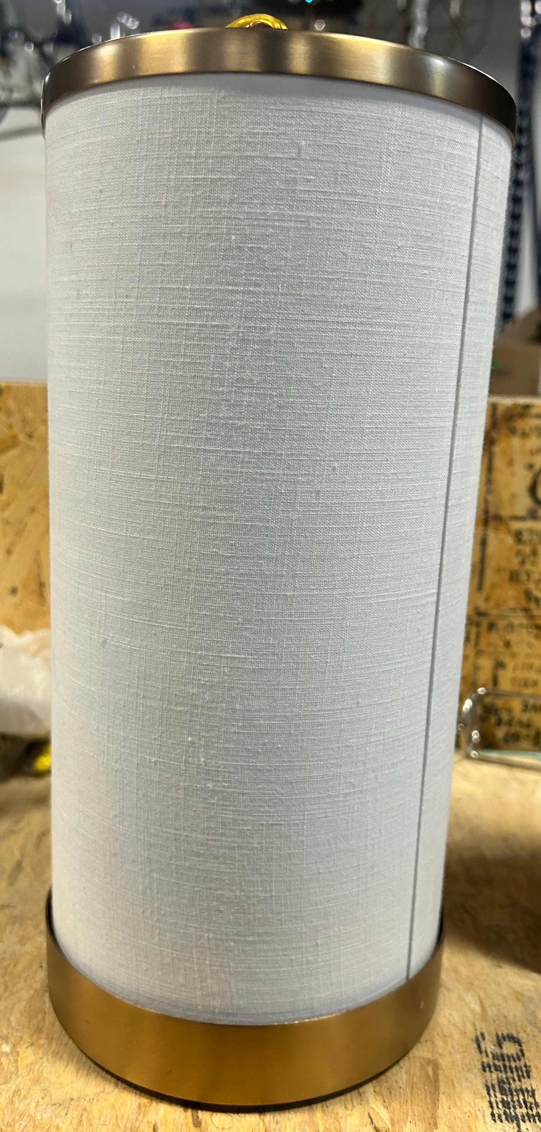 Brushed gold Cylinder Table Lamp with Linen Shade