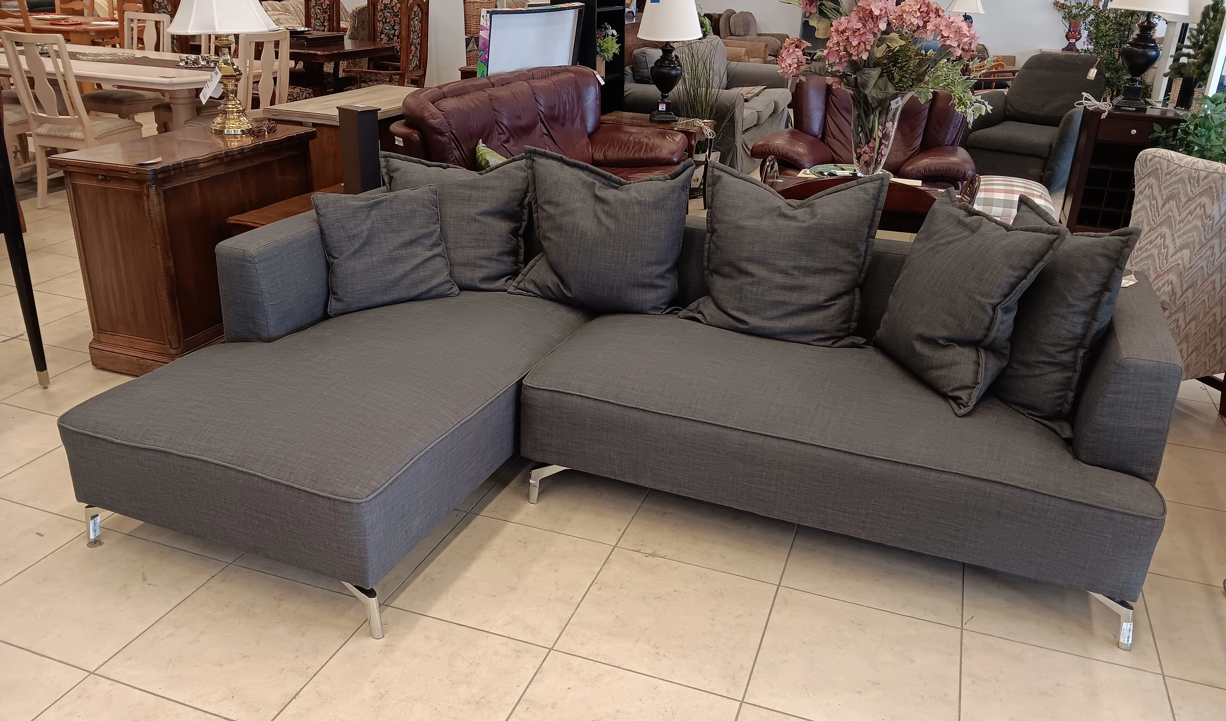 Mallory Graphite Corner Sofa Sectional with Toss Cushions - Image 2