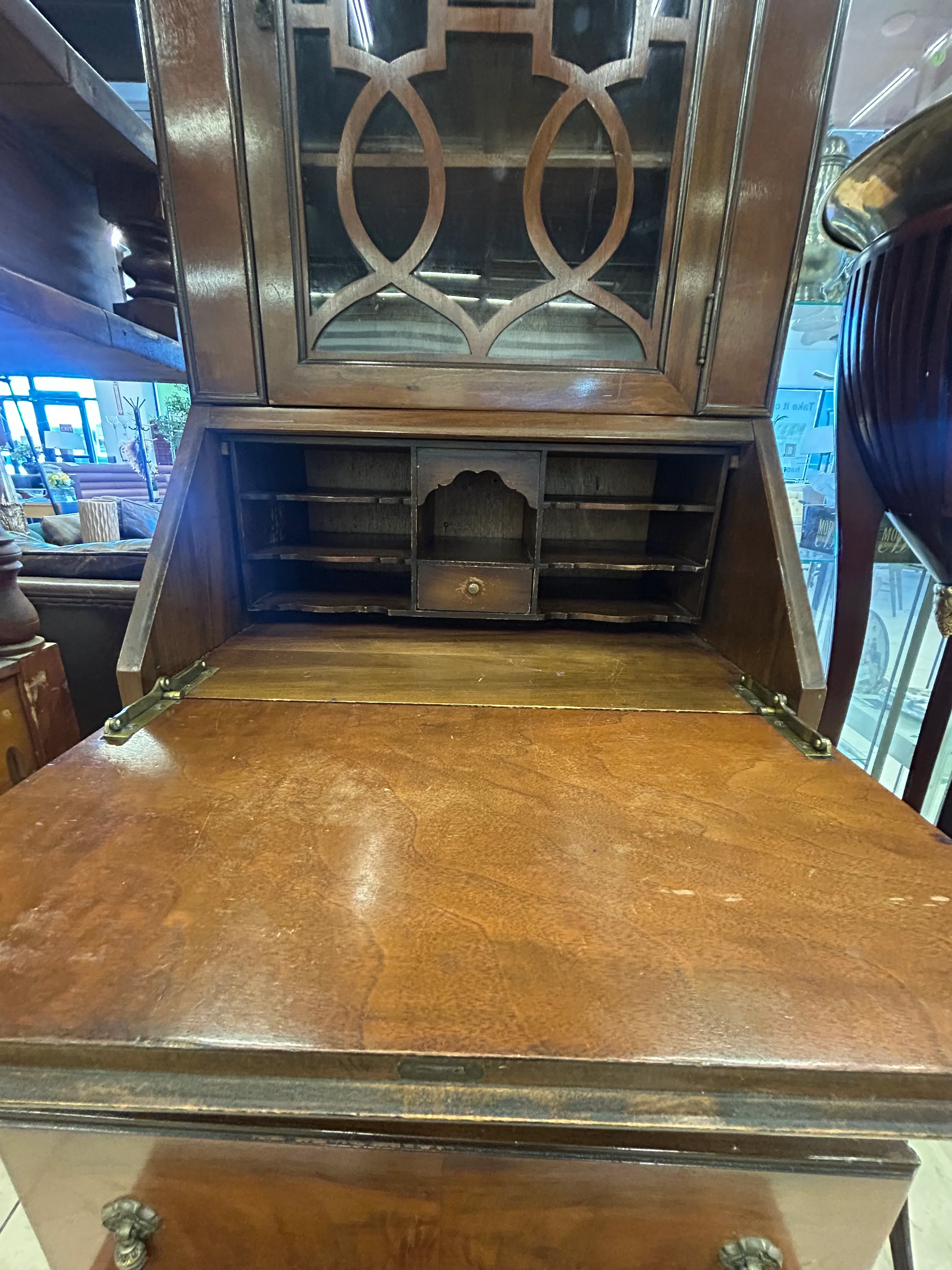 Chippendale Glass Secretary Desk - Image 3