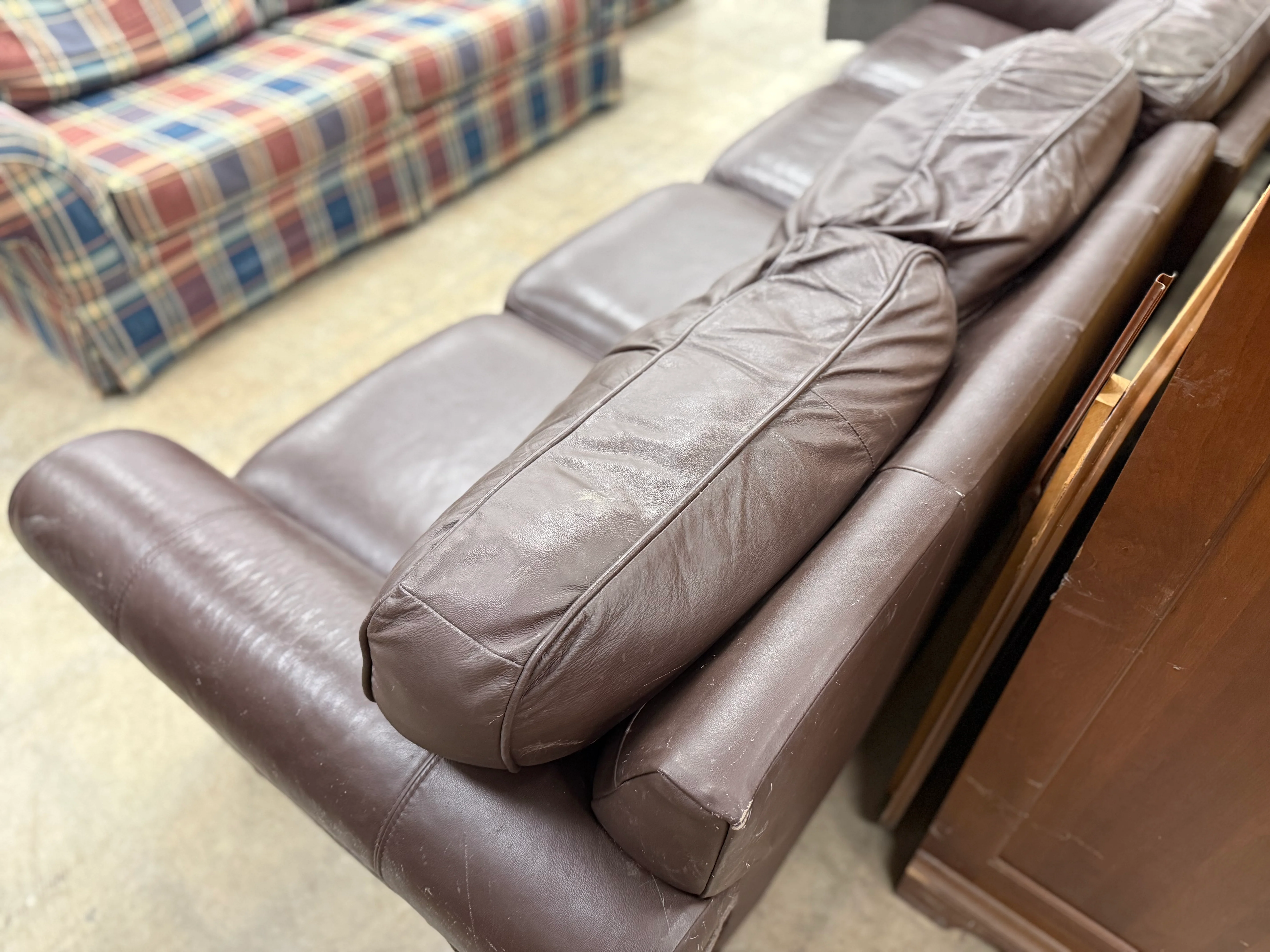 Chocolate Brown Leather 4-Seater Sectional Sofa - Image 4