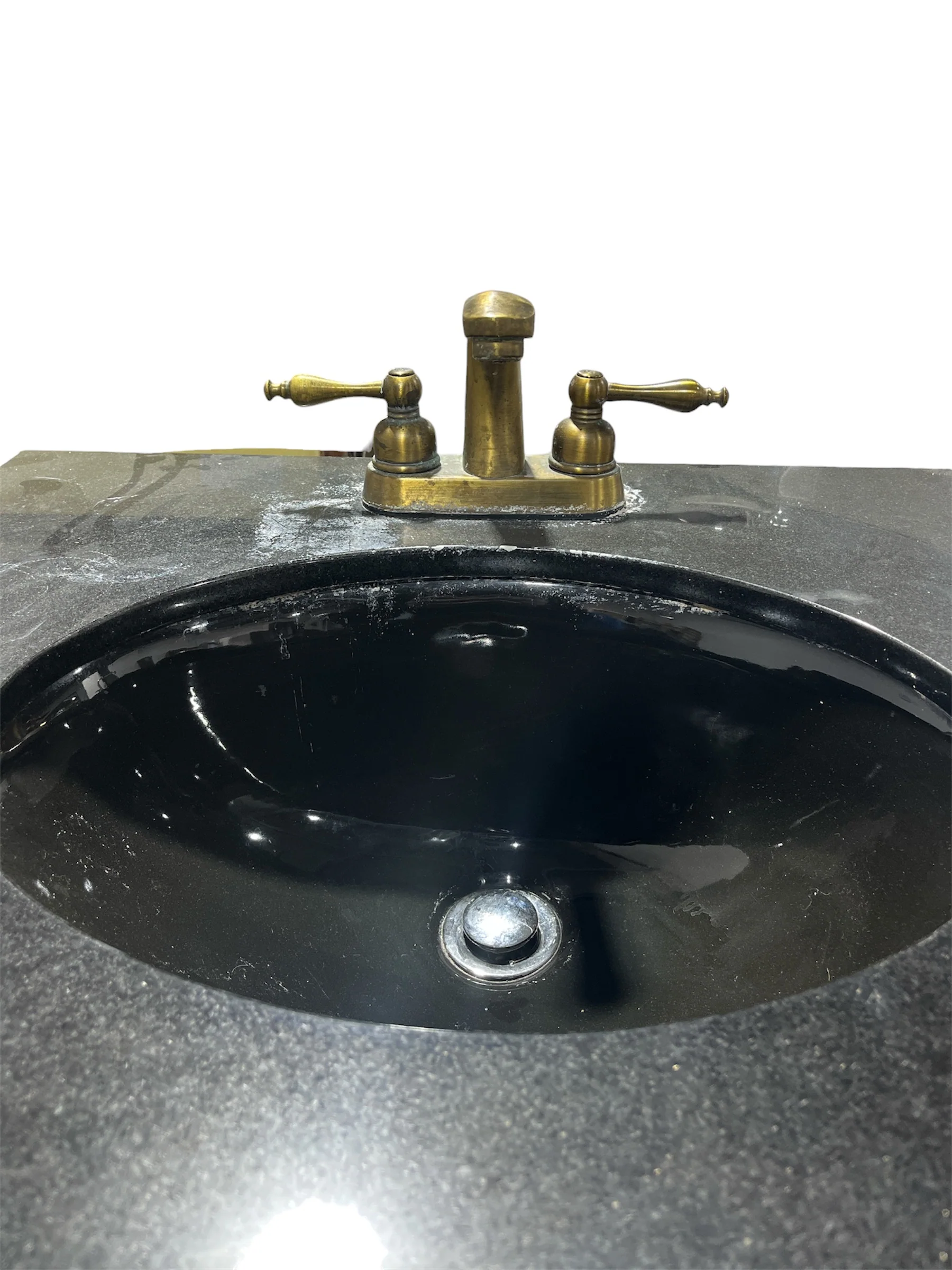 Compact Curved Bathroom Vanity w/ Black Granite Top - Image 3