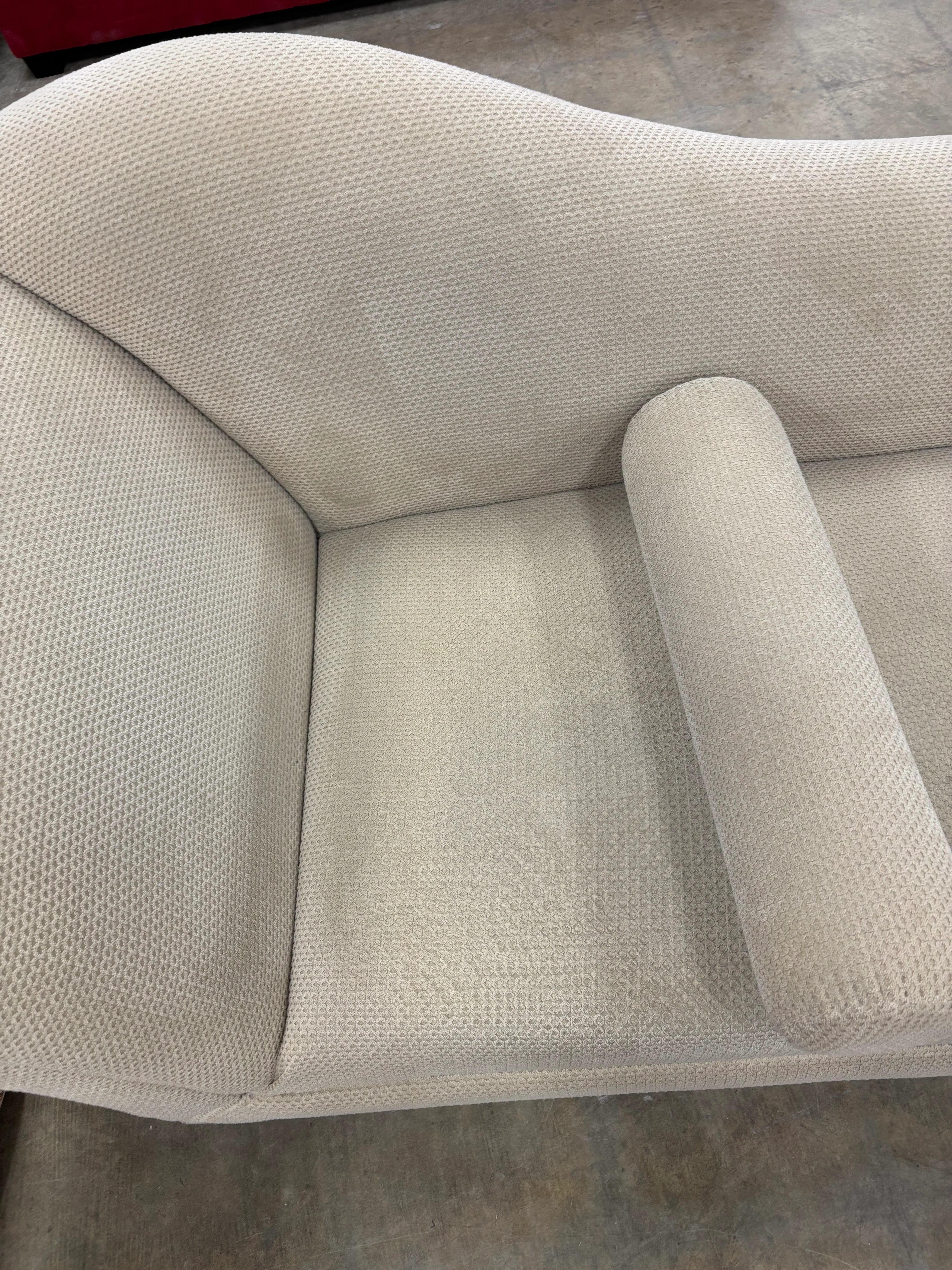 Cream Chaise Lounge Sofa with Cylindrical Bolster Pillow - Image 5