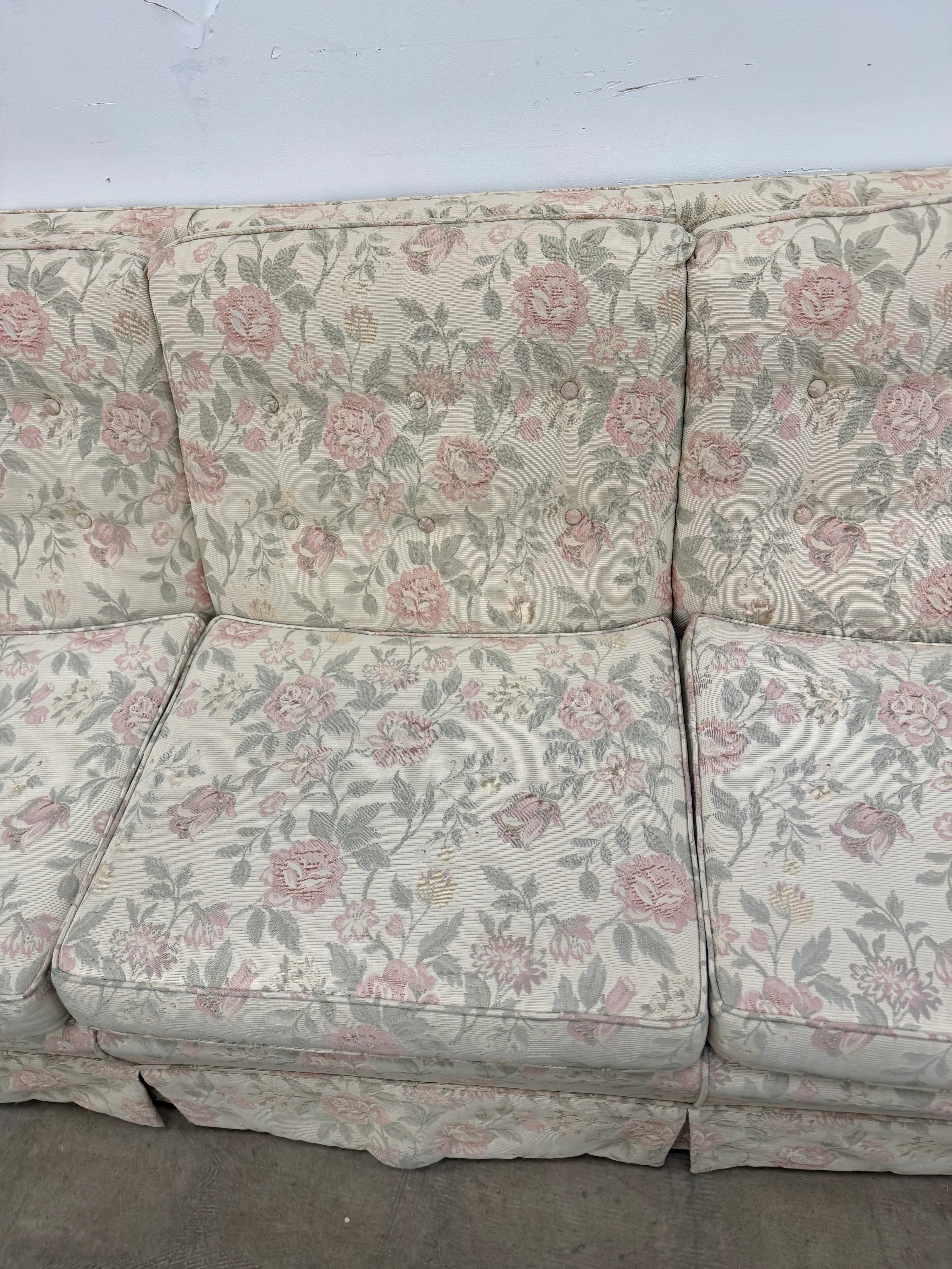 Cream Floral 3-Seater Sofa - Image 3