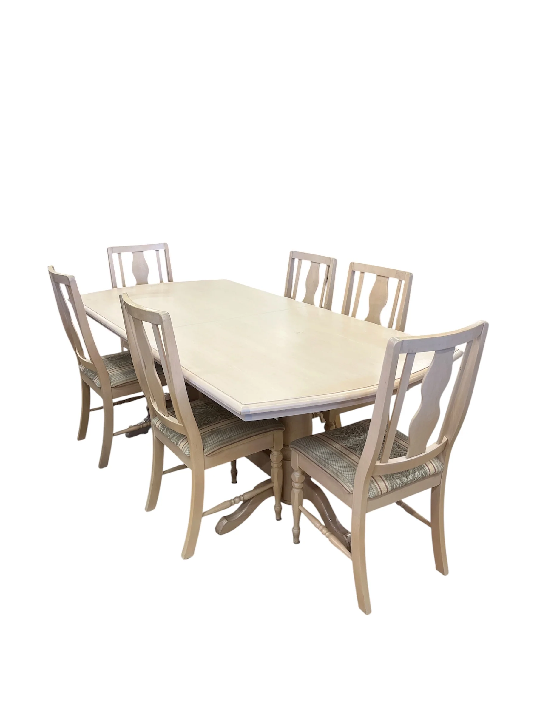 Cream Tone Wood Dining Table with 6 Chairs - Image 3