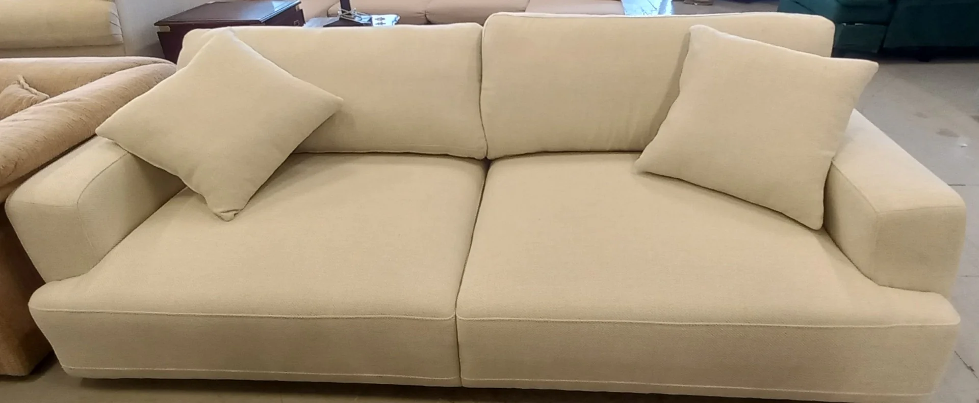 Cream Upholstered Modern Sofa