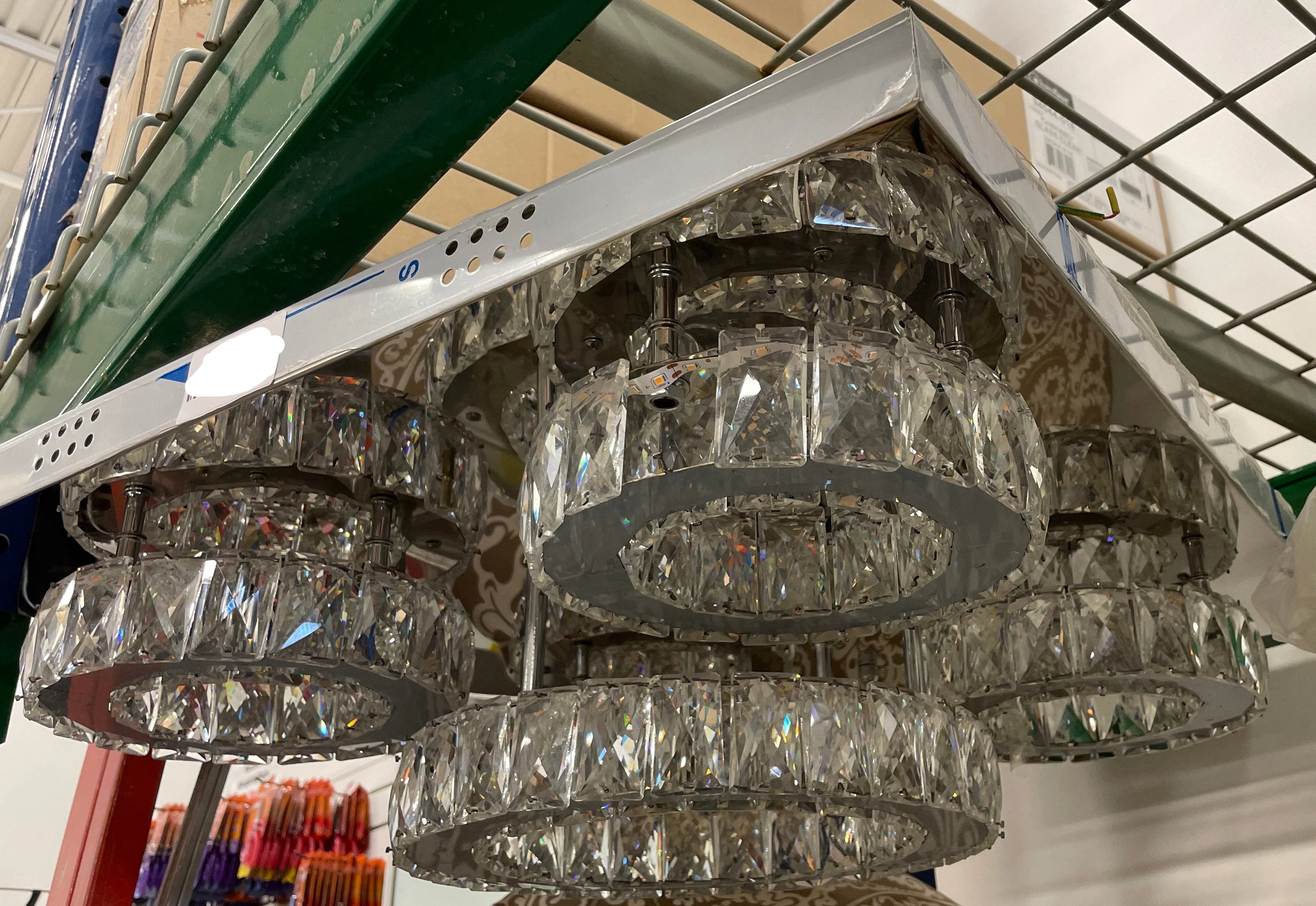 Crystal LED Flushmount 23 in. Square with Chrome Base - Image 3