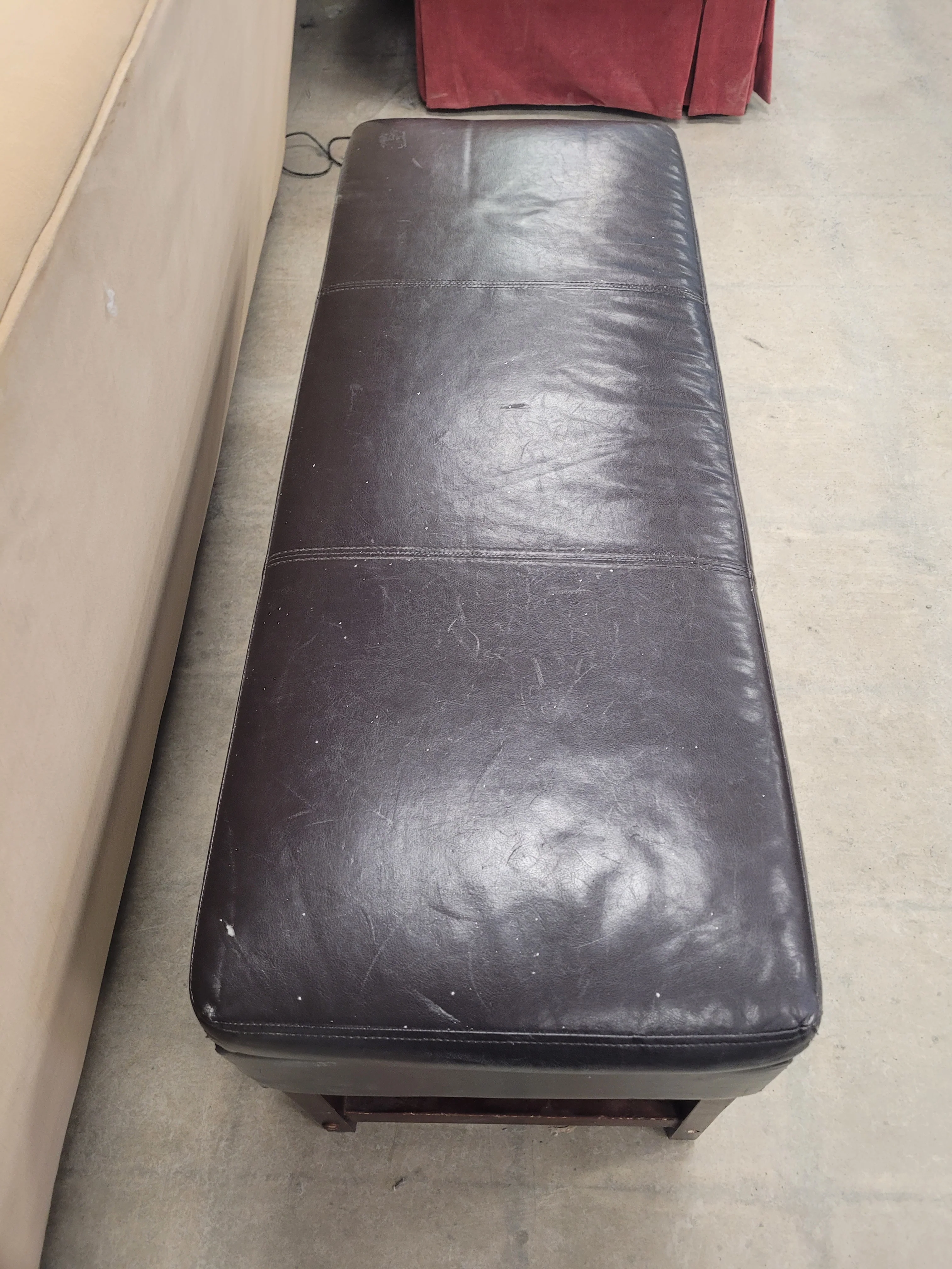 Dark Brown Faux Leather Storage Bench - Image 3