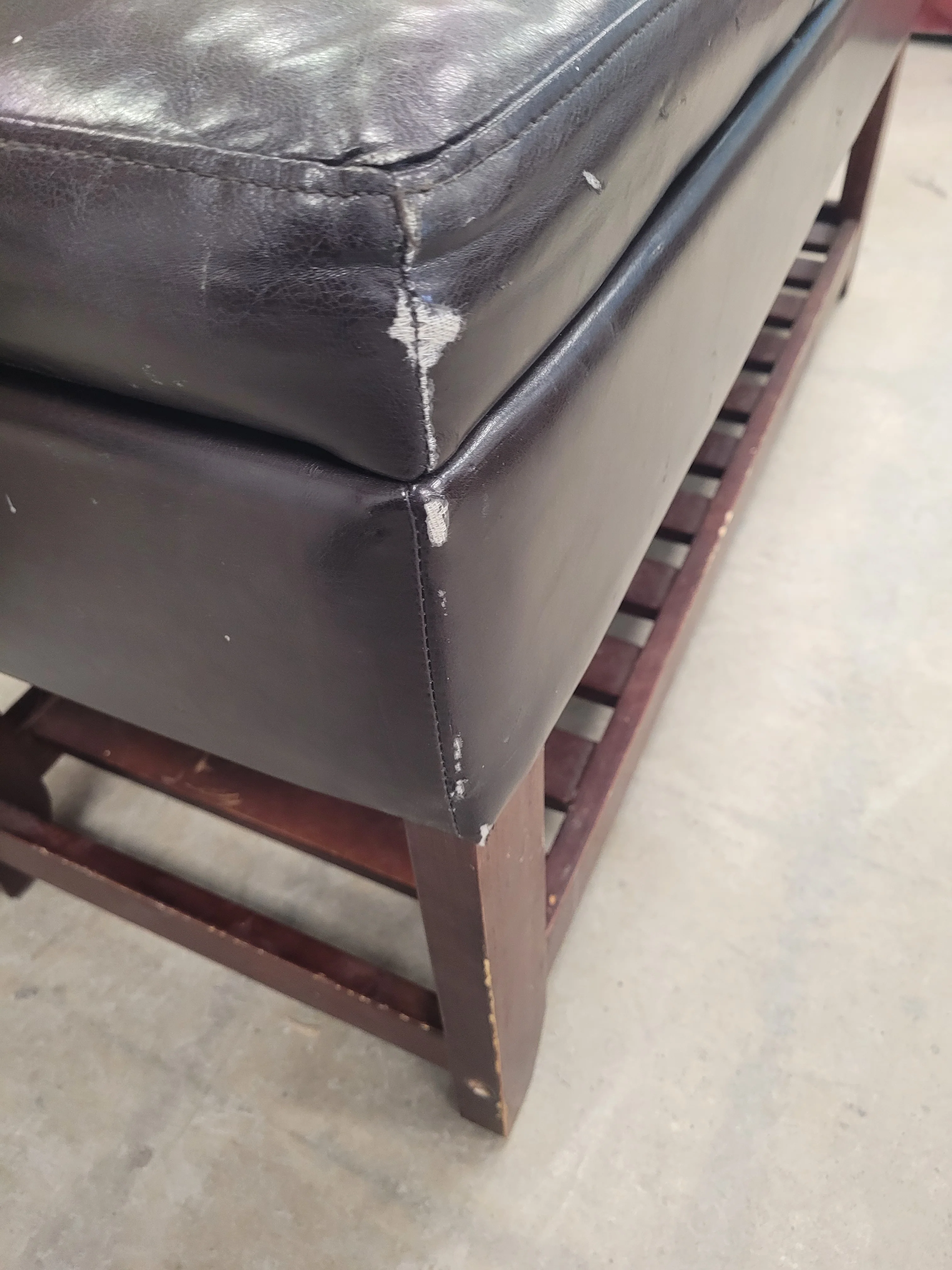 Dark Brown Faux Leather Storage Bench - Image 4