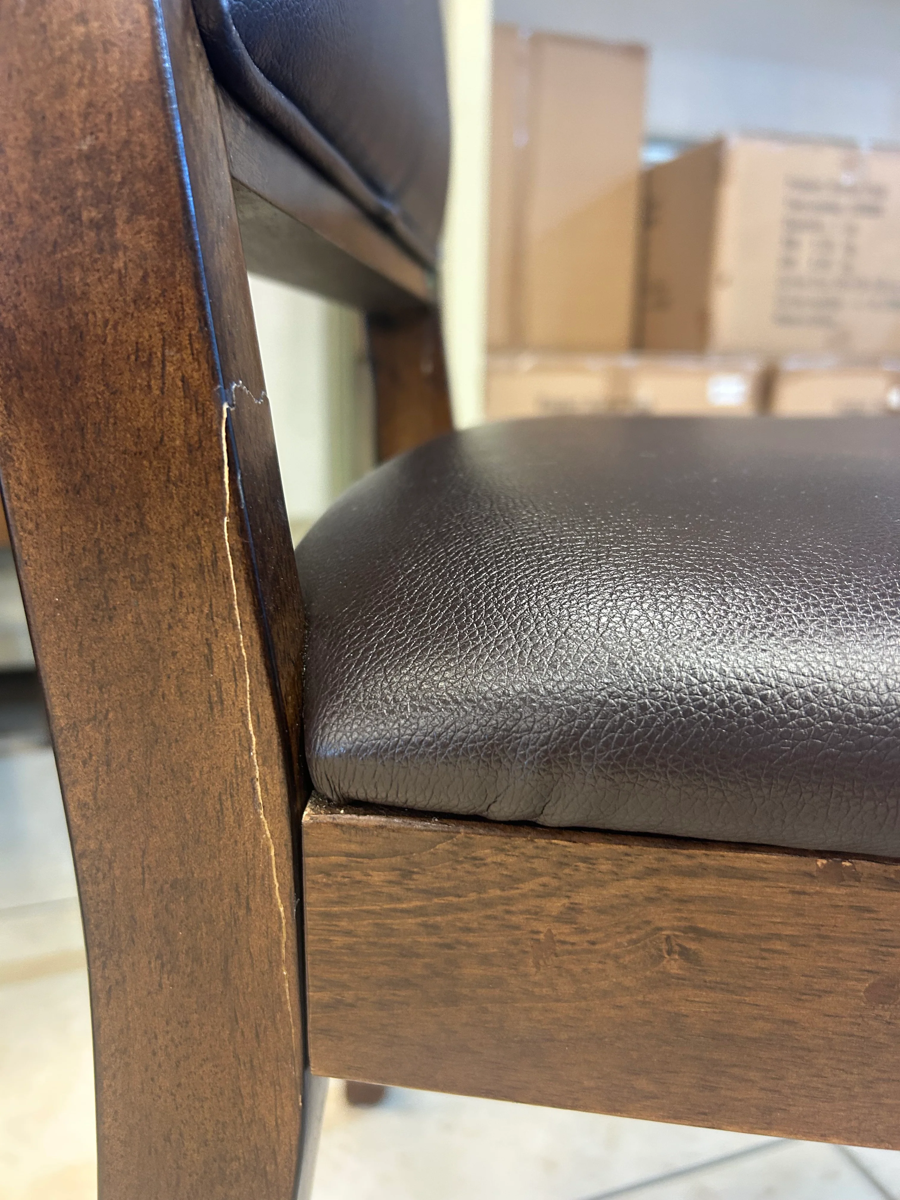 Dark Brown Leather Dining Chairs - A set of 6 - Image 6