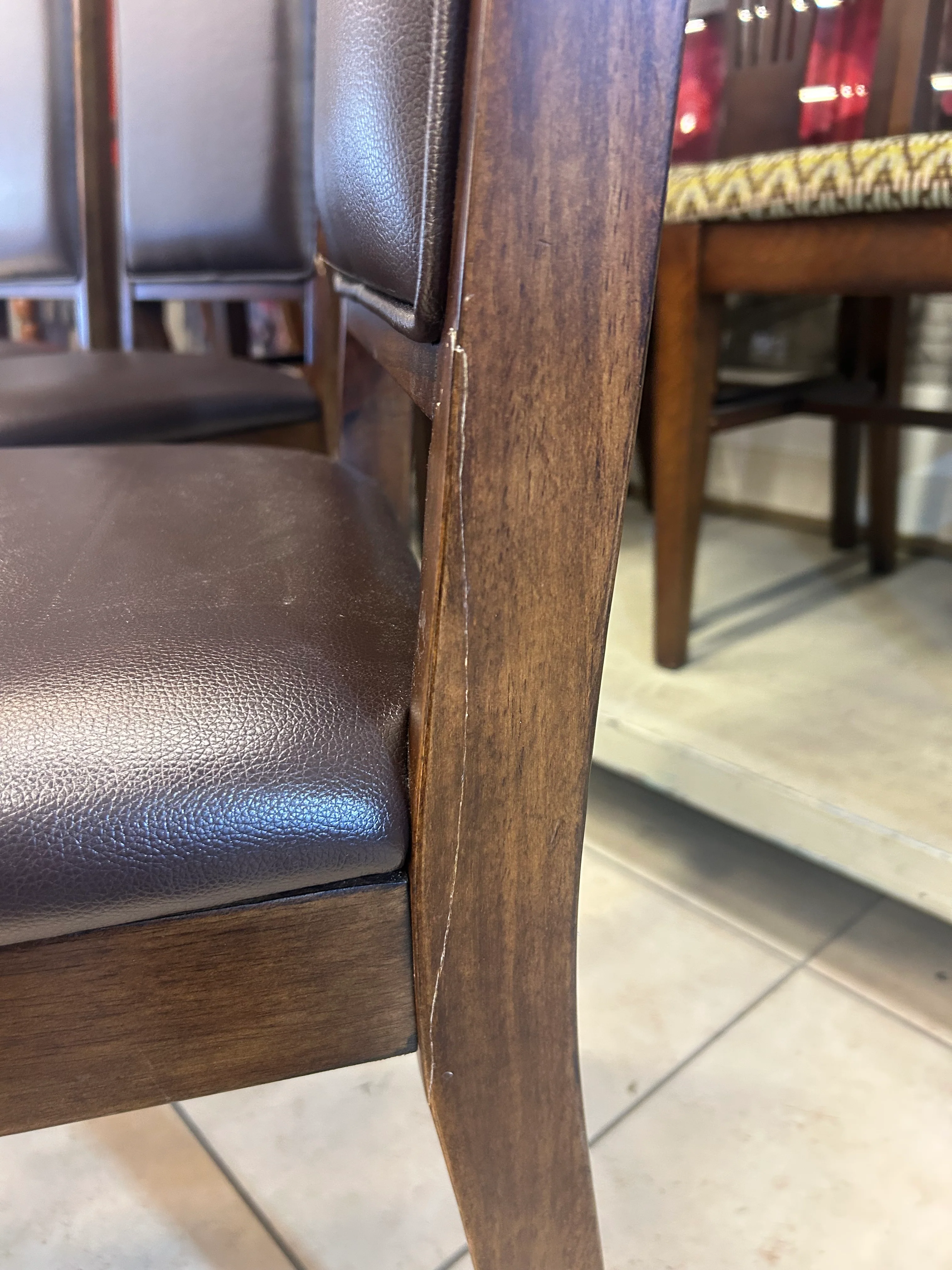 Dark Brown Leather Dining Chairs - A set of 6 - Image 7