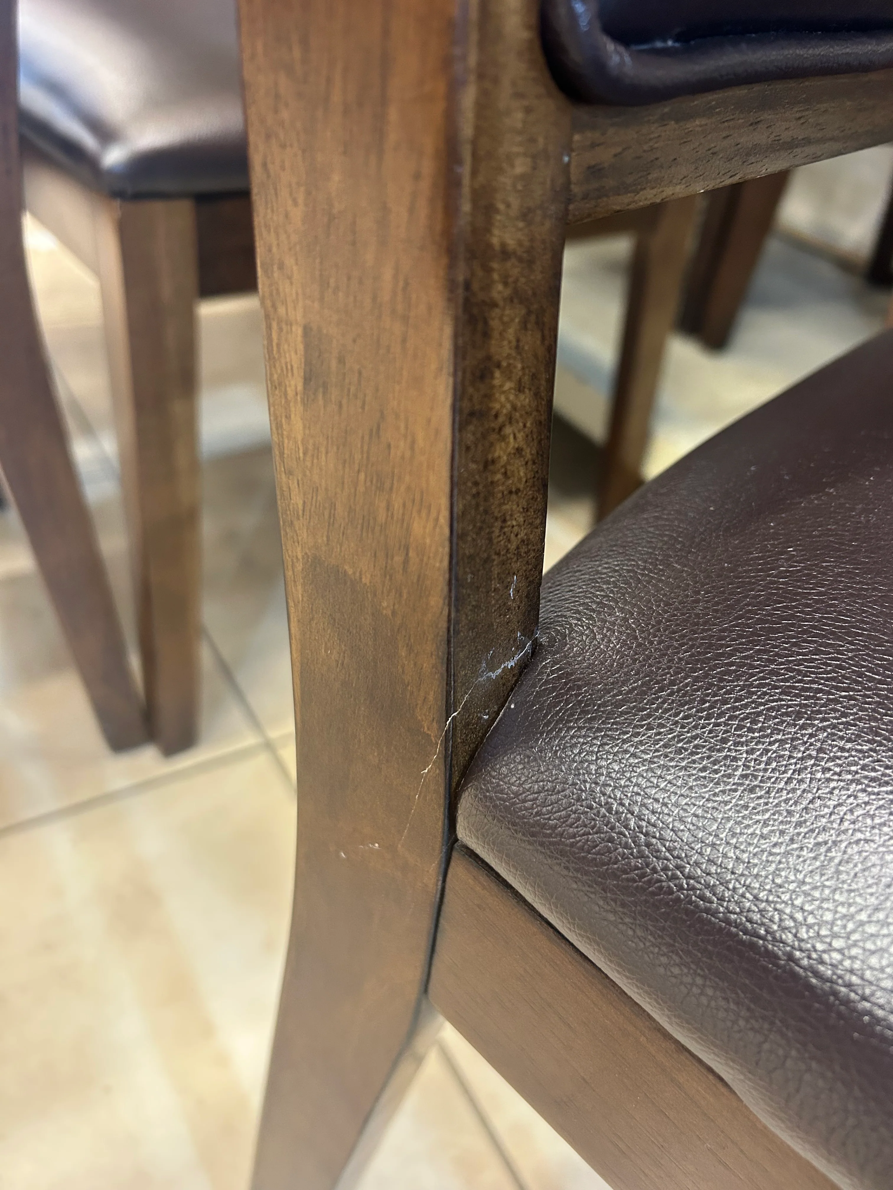 Dark Brown Leather Dining Chairs - A set of 6 - Image 8