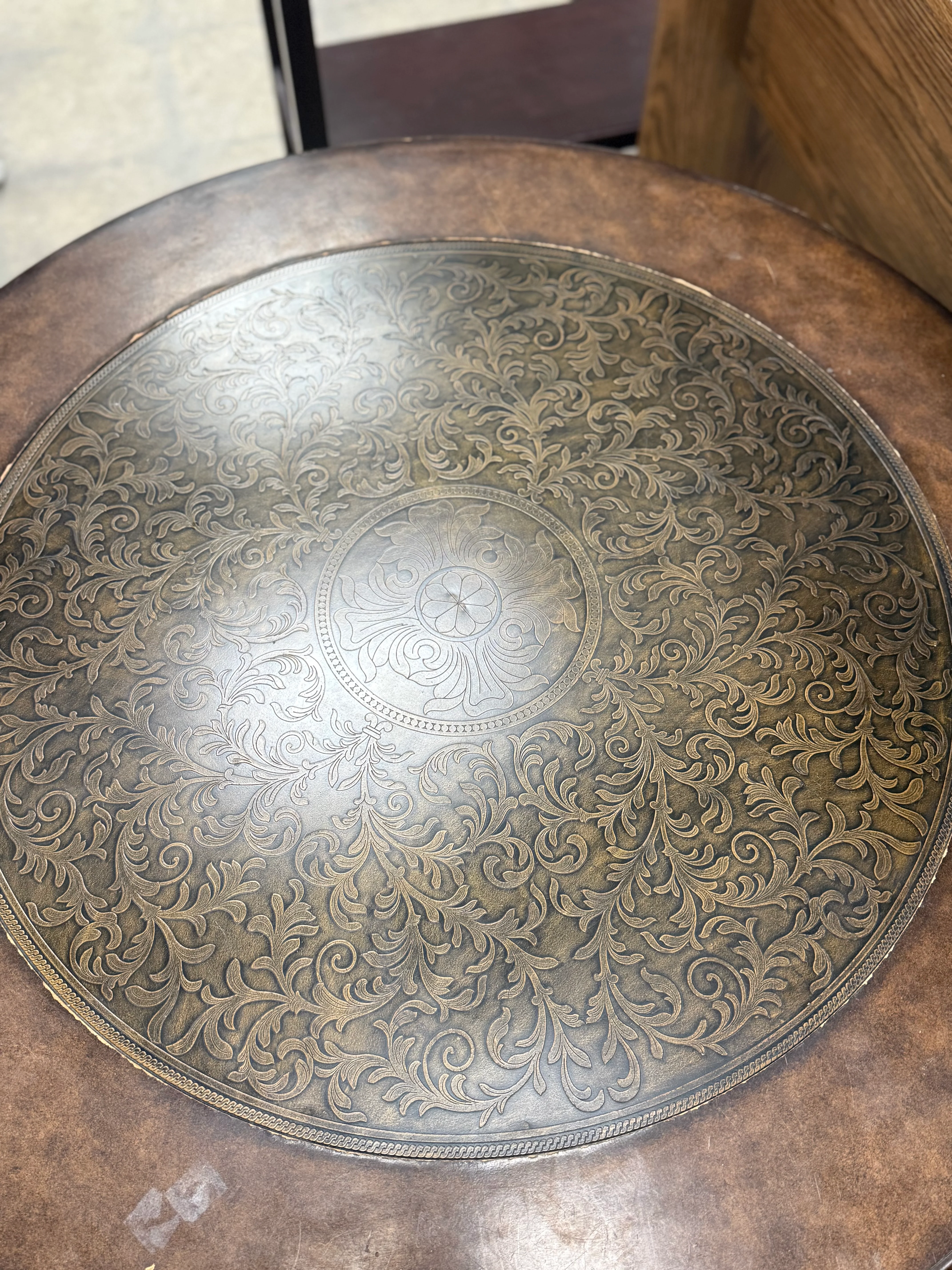 Dark Brown Round Rafferty Traditional Coffee Table - Image 3