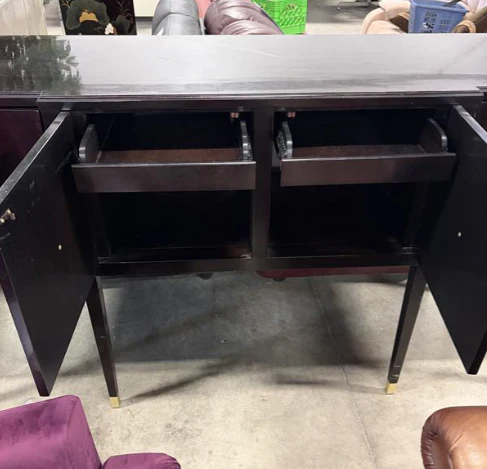 Dark Espresso Sideboard with Brass Hardware - Image 2