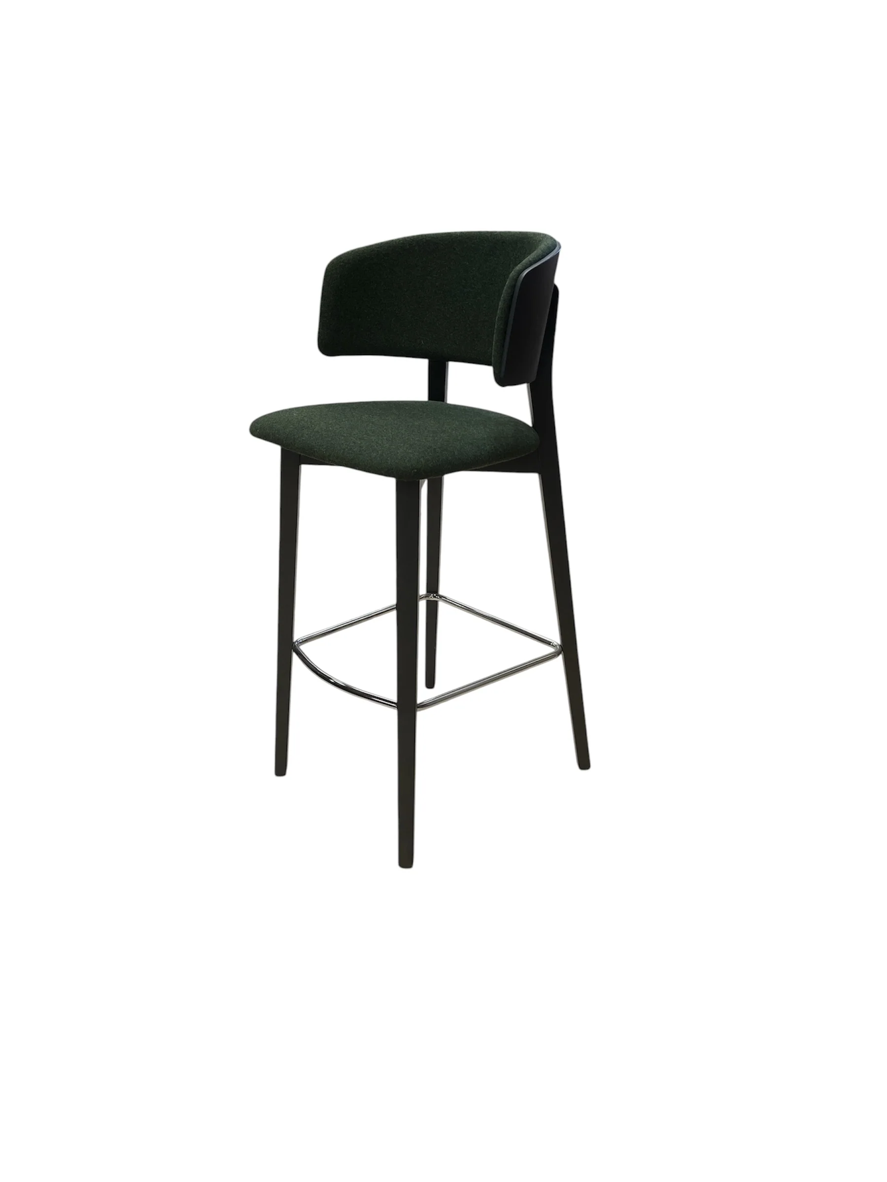Dark Green Upholstered Bar Stool Black Frame - Image 2
