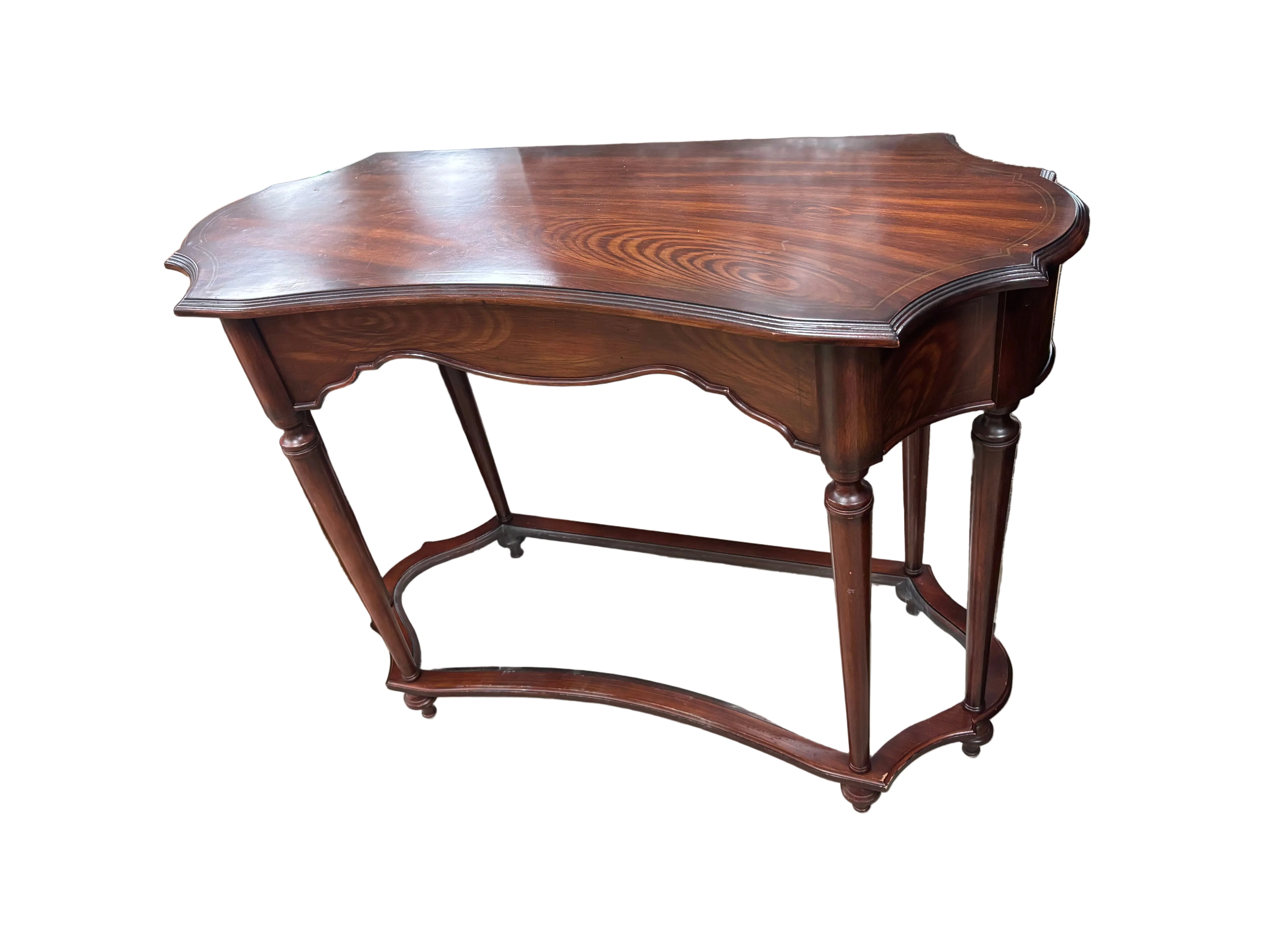 Dark Wood Console Table with Glass Shelf - Image 2