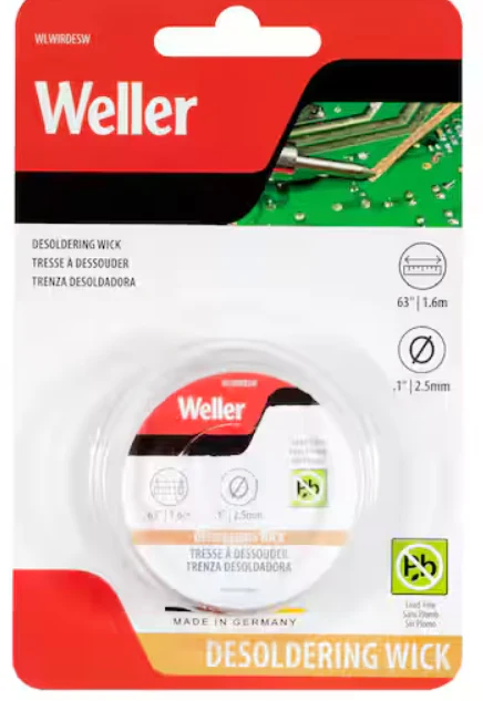 Desoldering Wick/Wire 2.5mm/0.1 in., 1.6m/63 in.