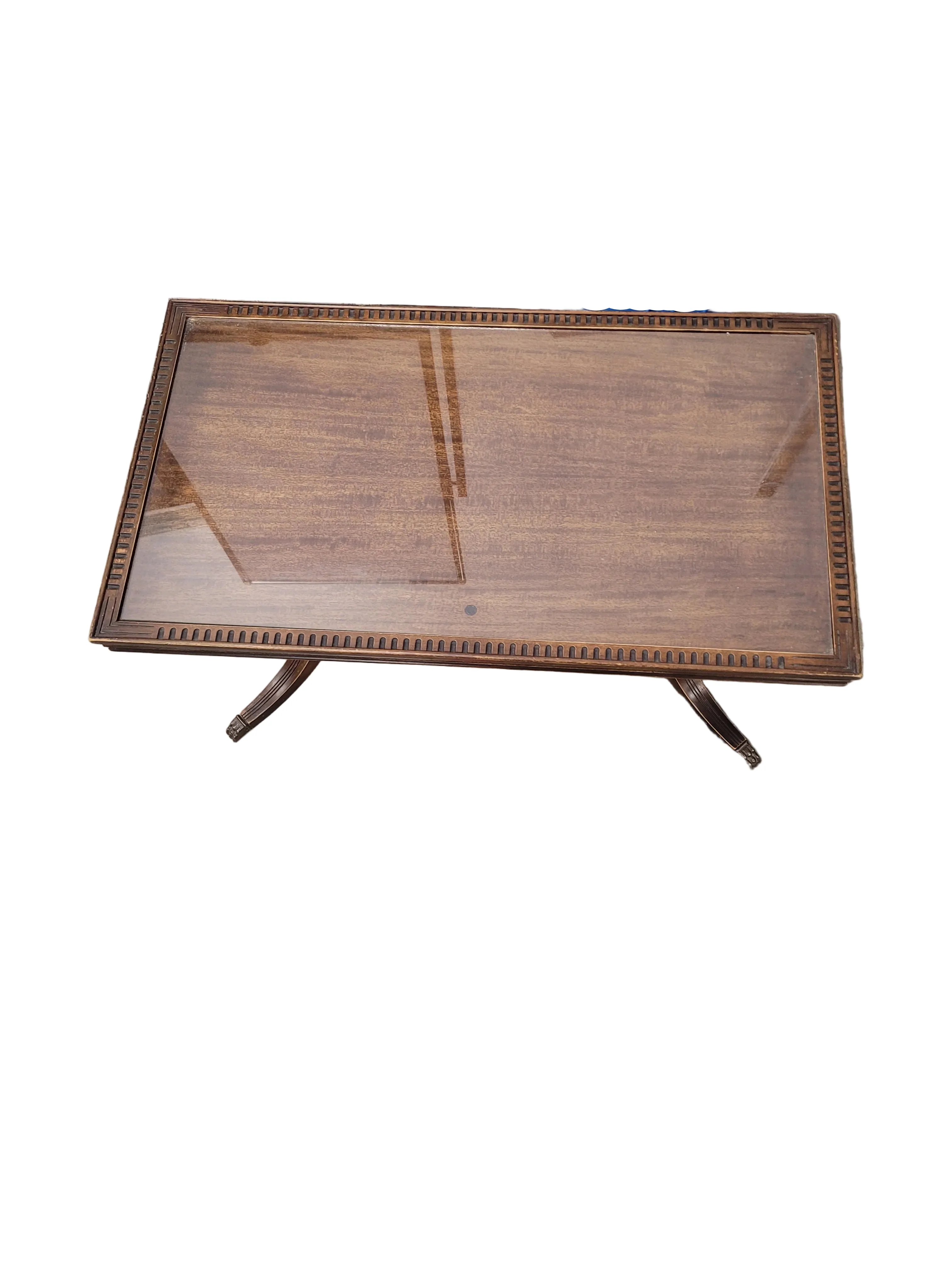 Duncan Phyfe-Style Coffee Table W/ Glass Top - Image 2