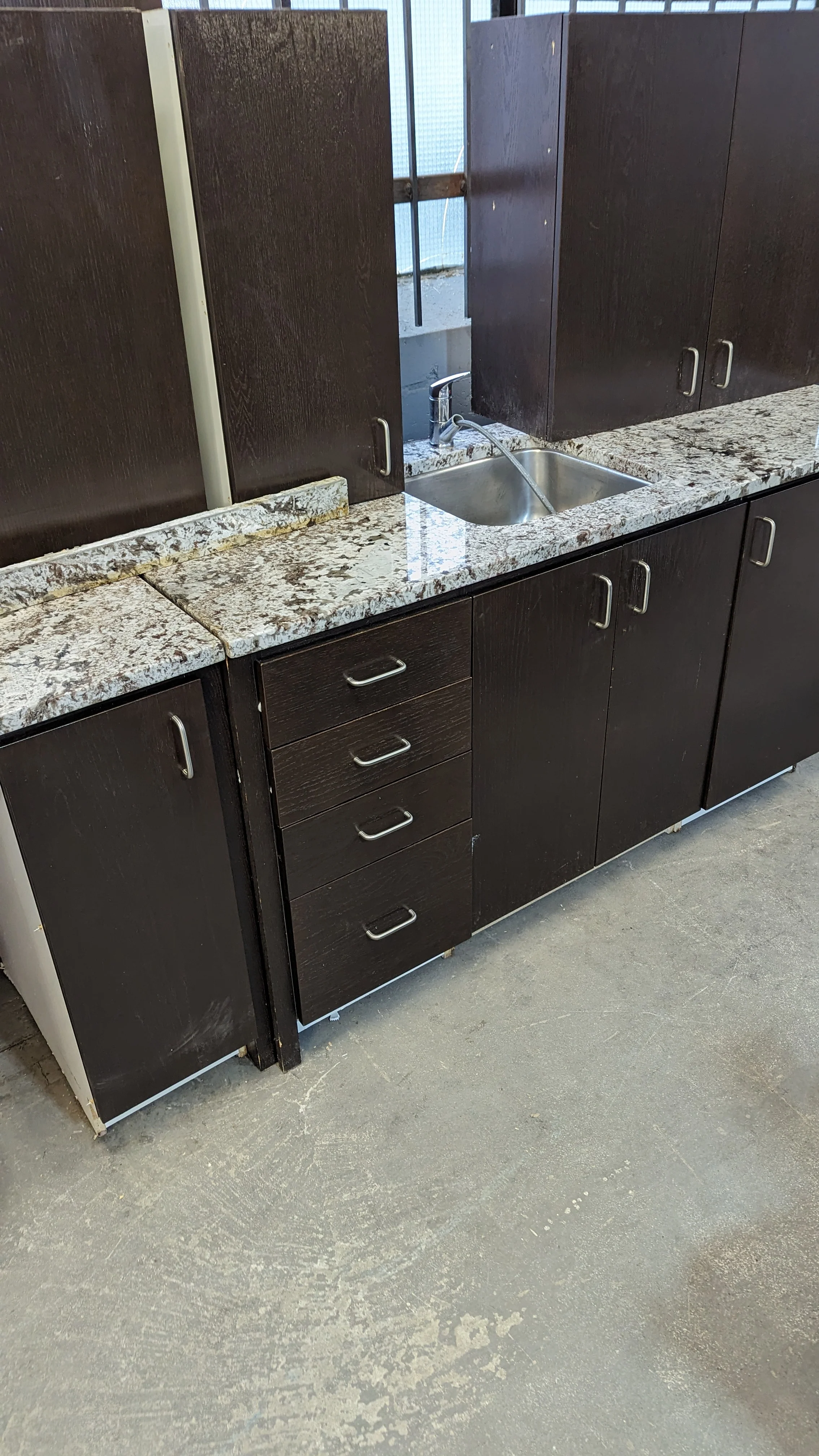 Ebony Kitchen w/ Grey Natural Stone & Island - Image 3