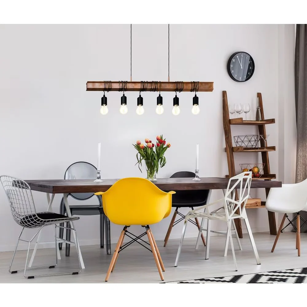 Eglo Frazier Falls 6L Pendant Light in Oil Rubbed Bronze & Black Finish - Image 2