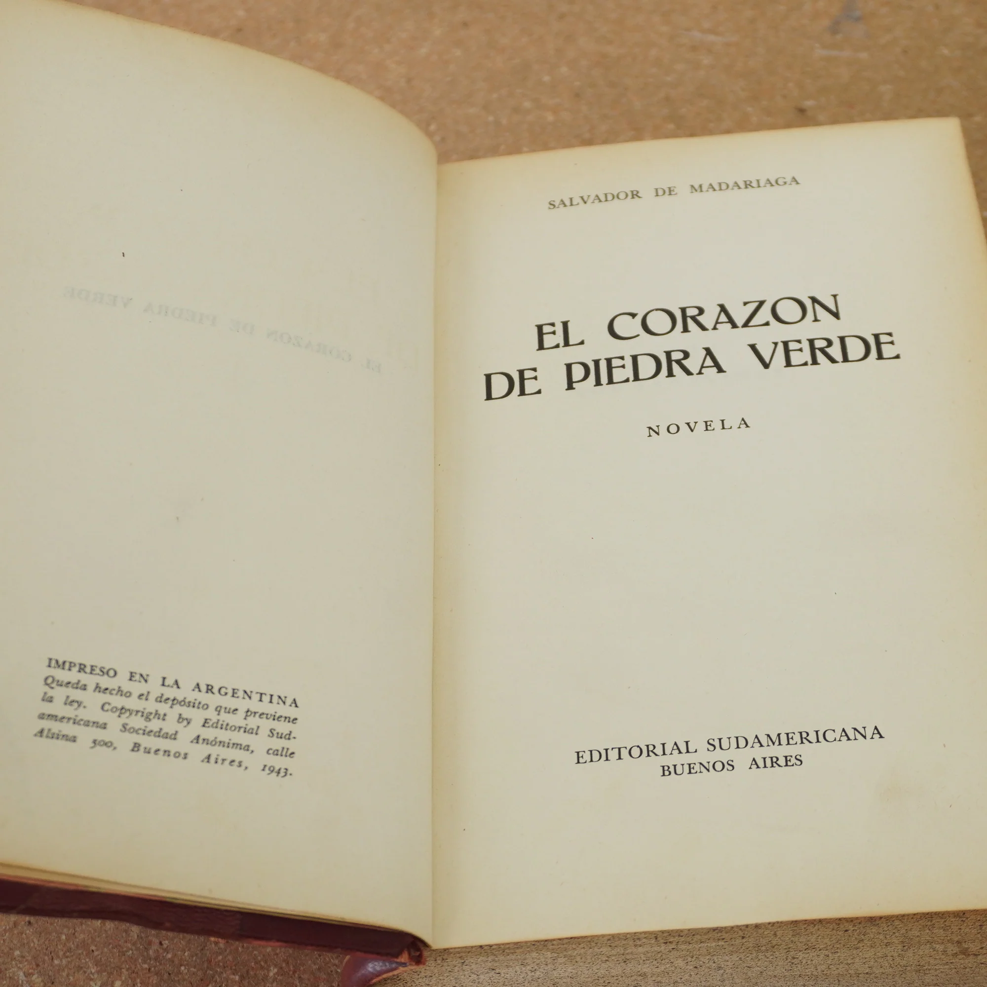 El corazón de piedra verde by Salvador de Madariaga, Hardcover, 1943 - Image 3