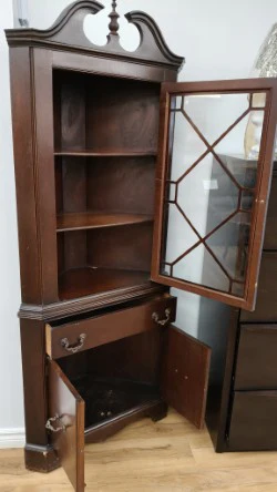 Espresso Wooden Corner Display Cabinet - Image 2