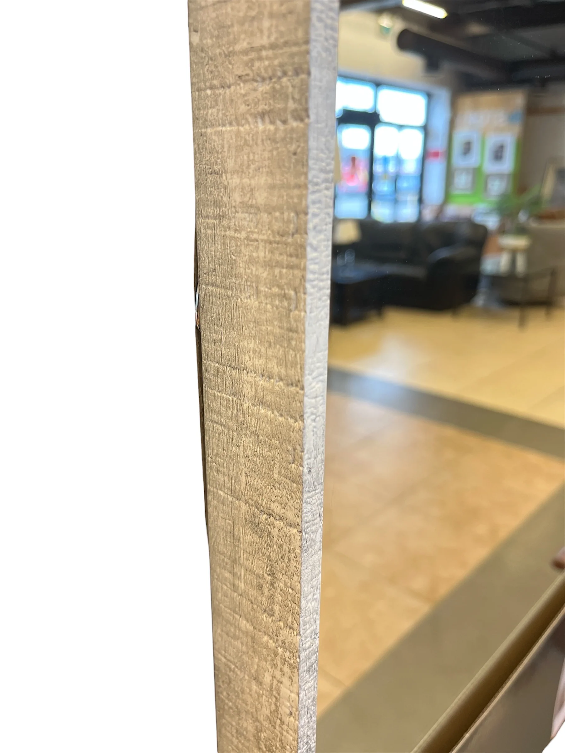 Floor Length Mirror with Distressed Cream Wood Frame - Image 2